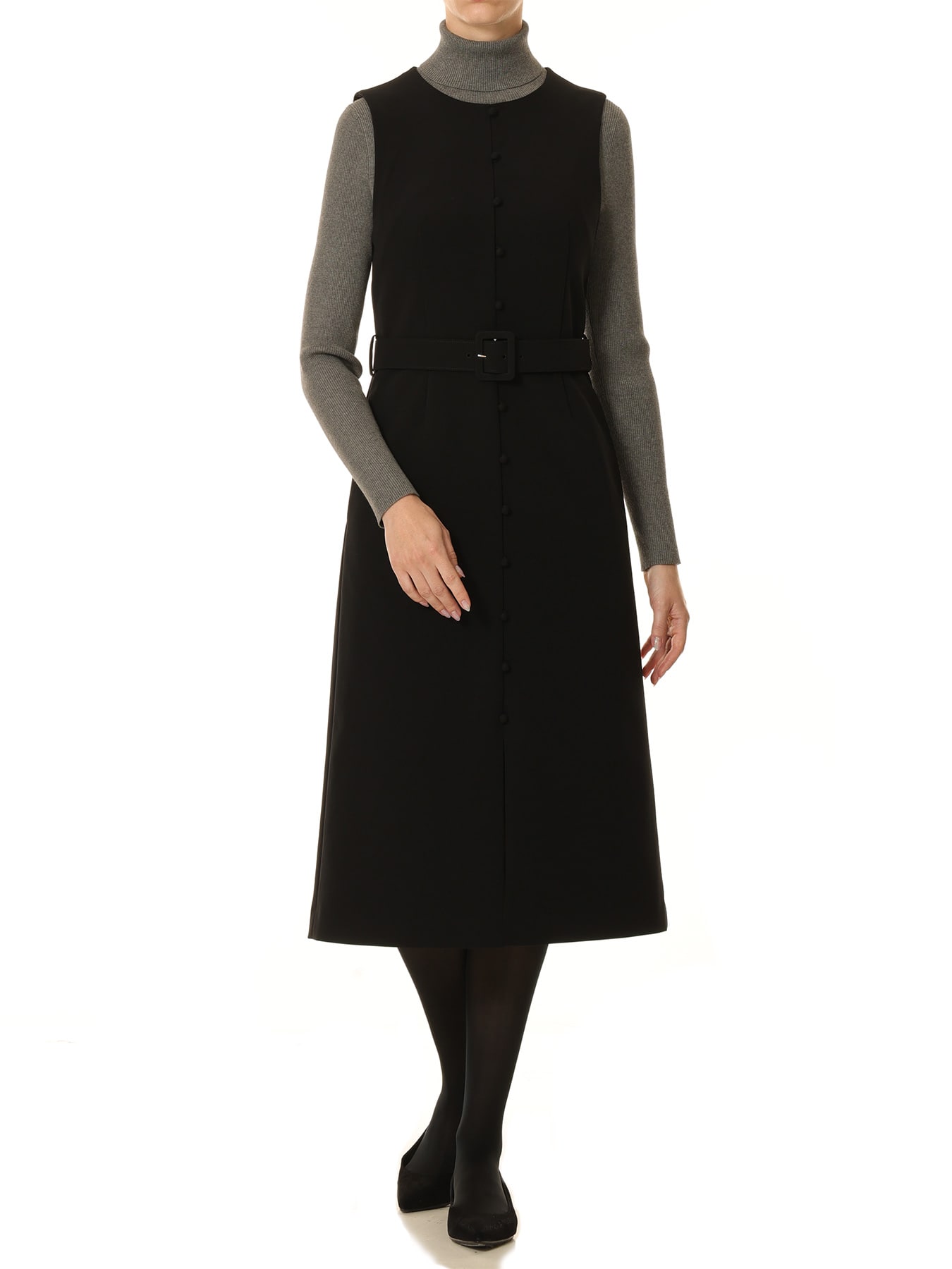 ベルト付フロントボタンワンピース