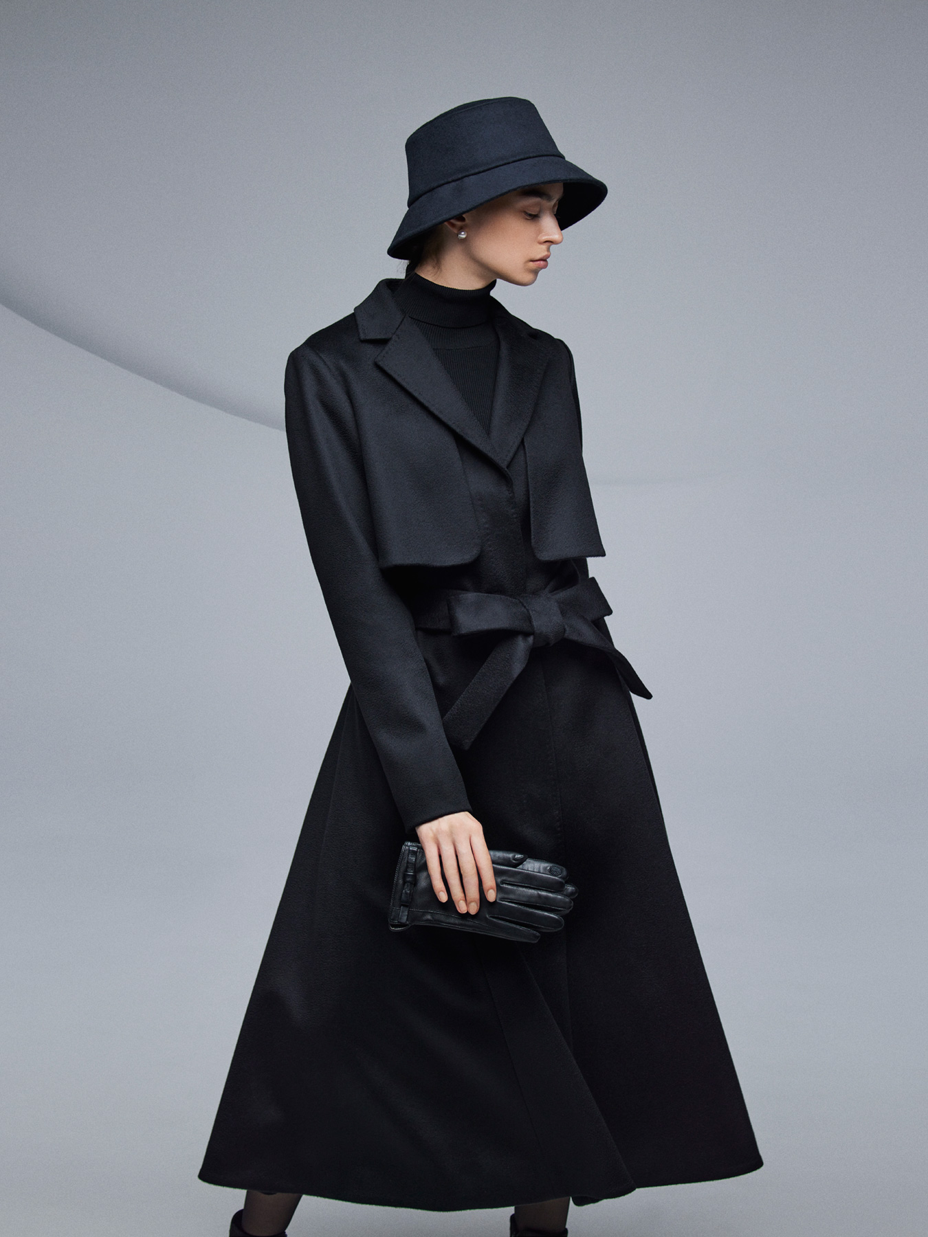 カシミヤ2WAYベルテッドロングコート