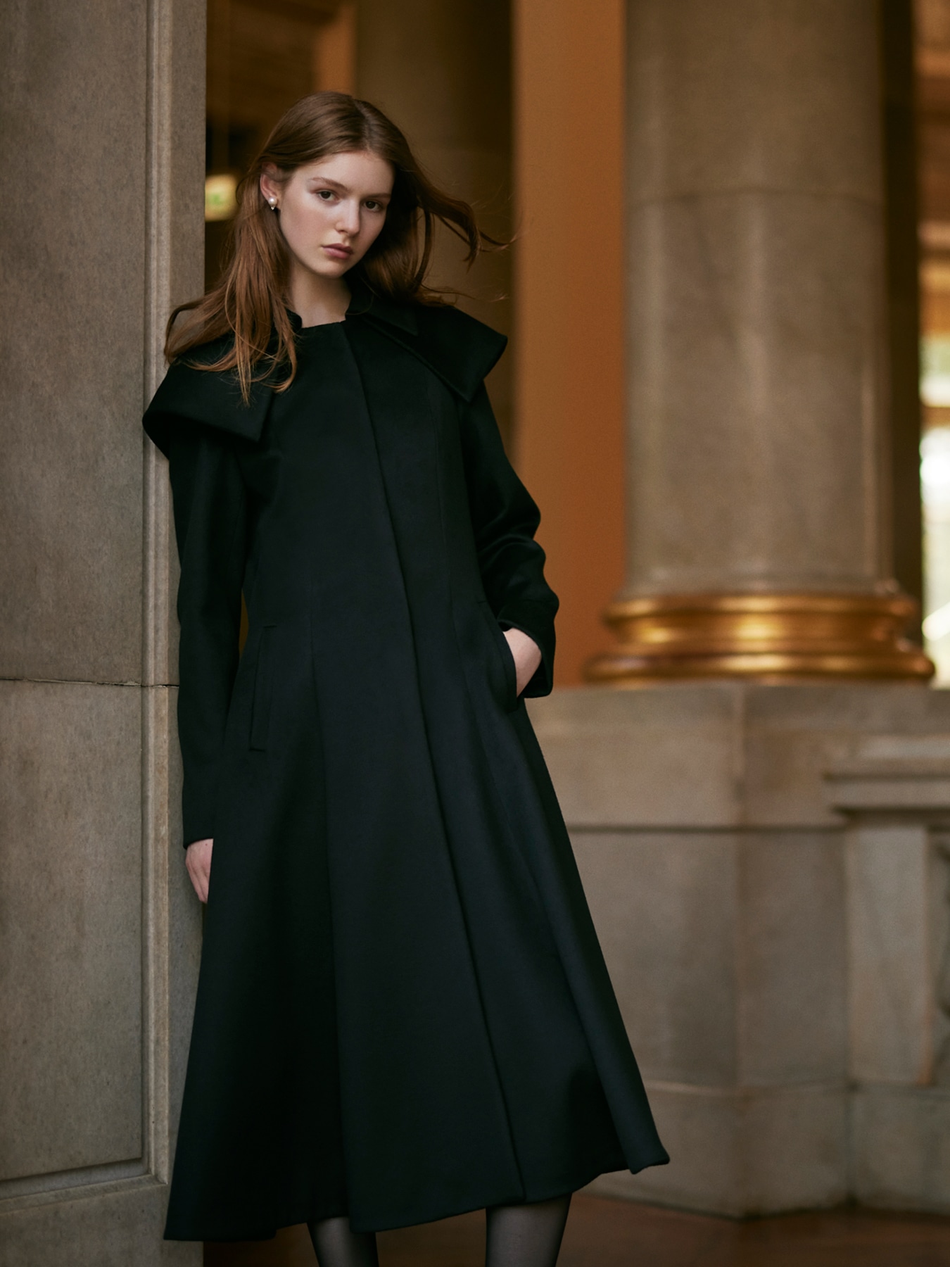 カシミヤフーディフレアロングコート