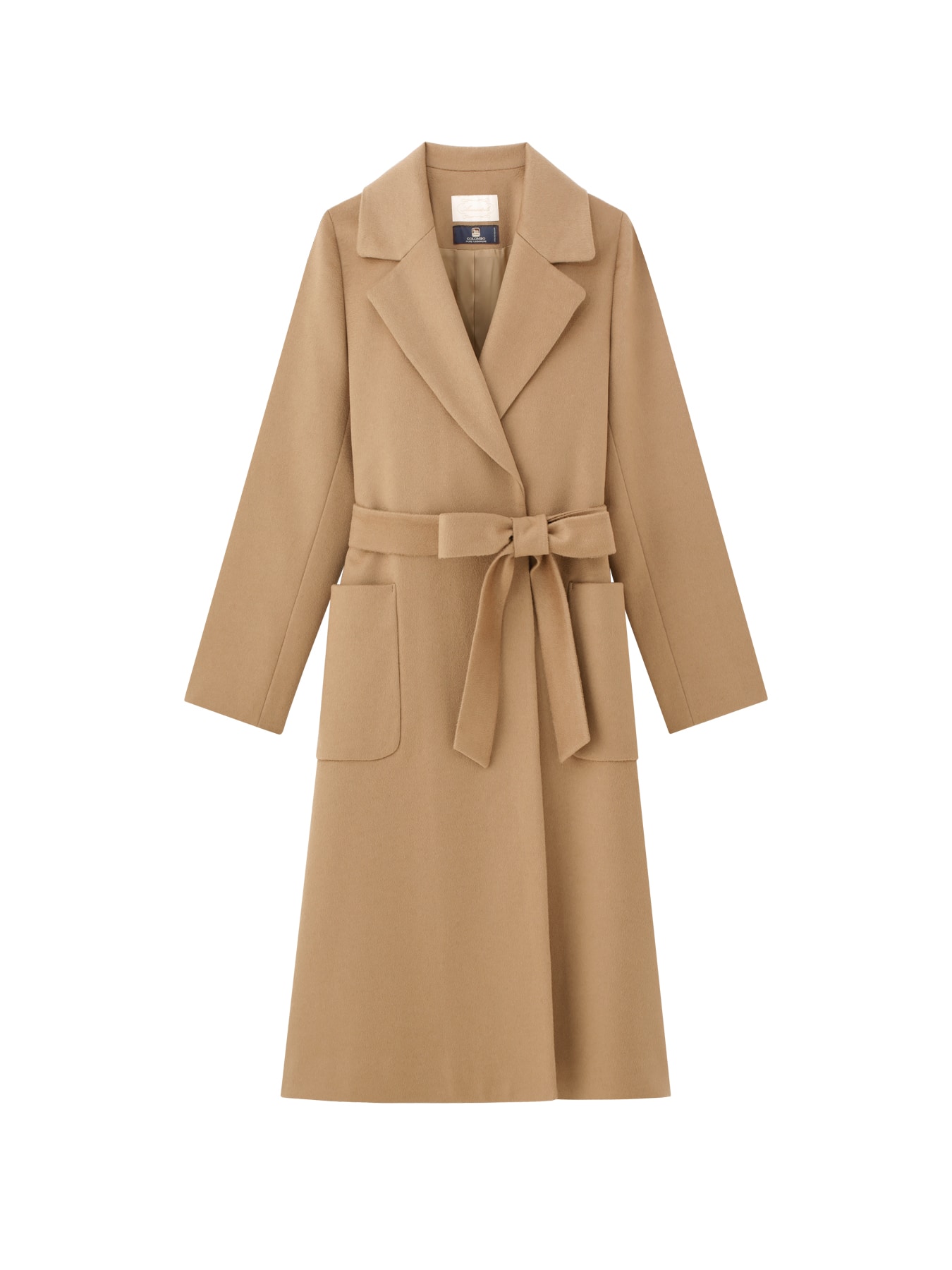 ピュアカシミヤベルテッドロングコート