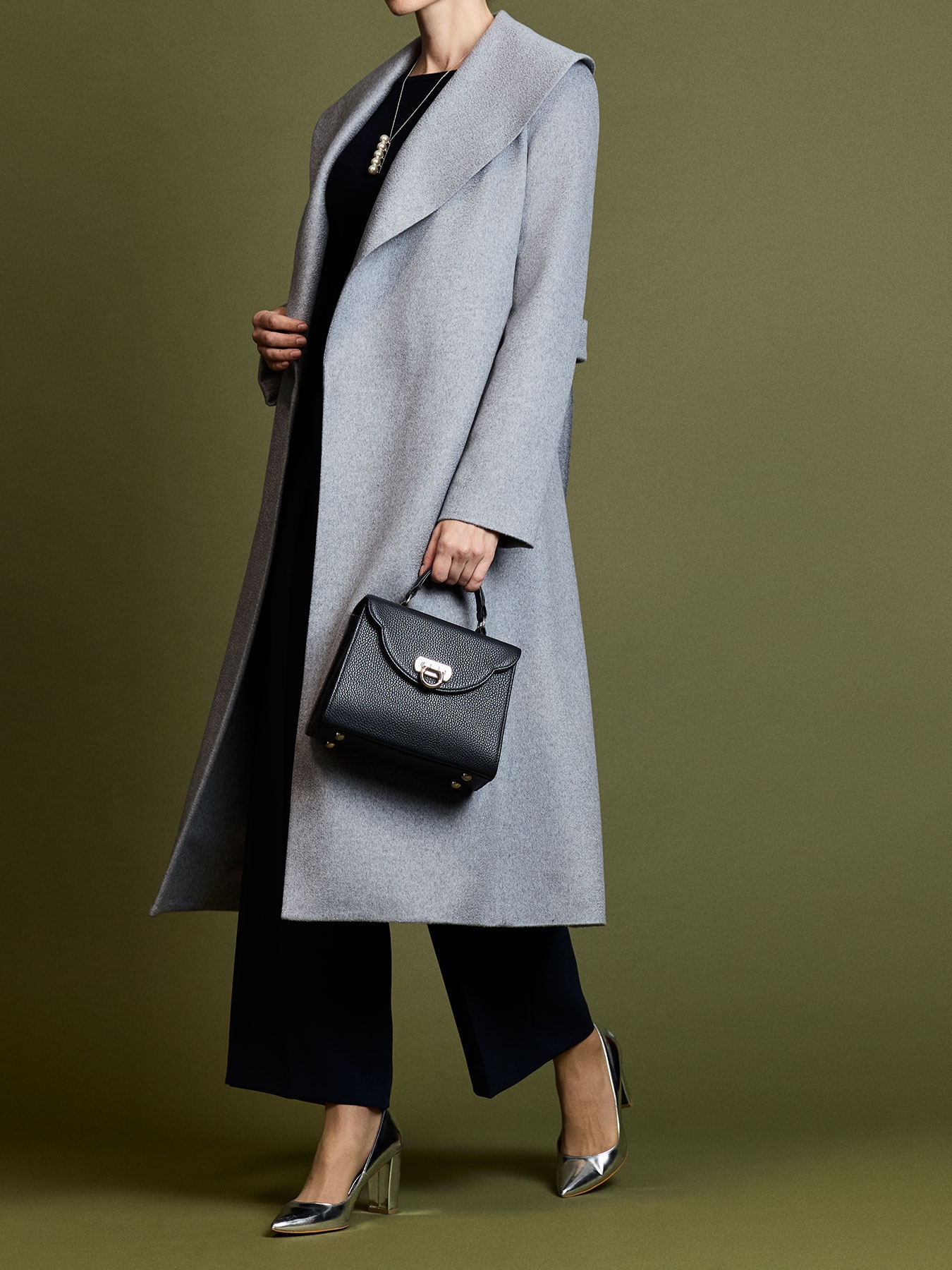 カシミヤリバーショールカラーロングコート