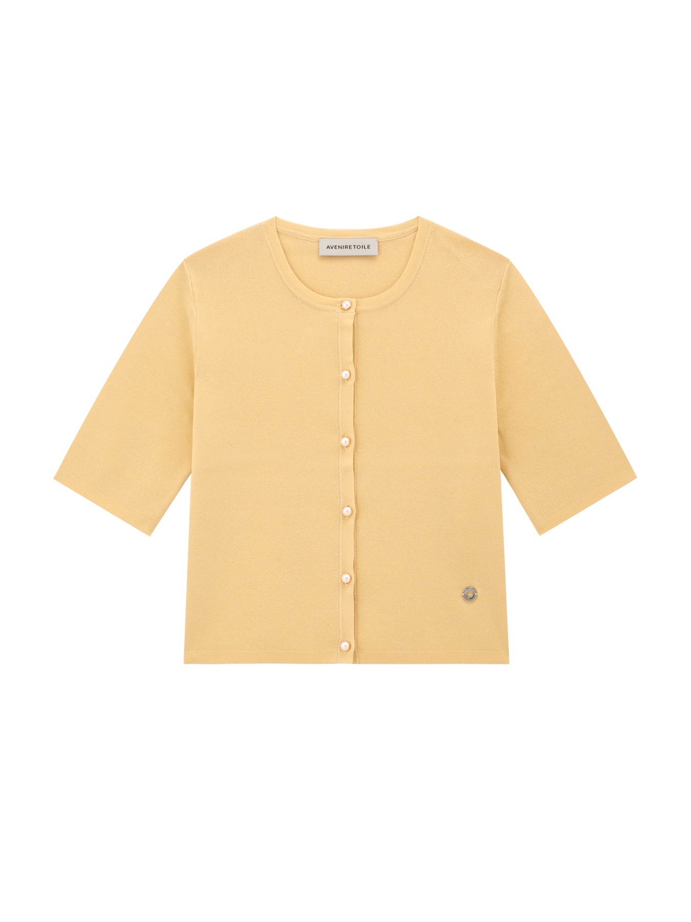 パールボタン半袖ニットカーディガン