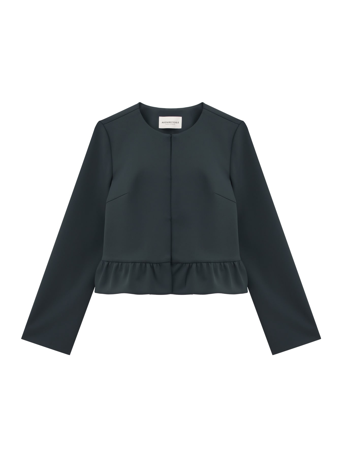 ノーカラーフリルヘムジャケット