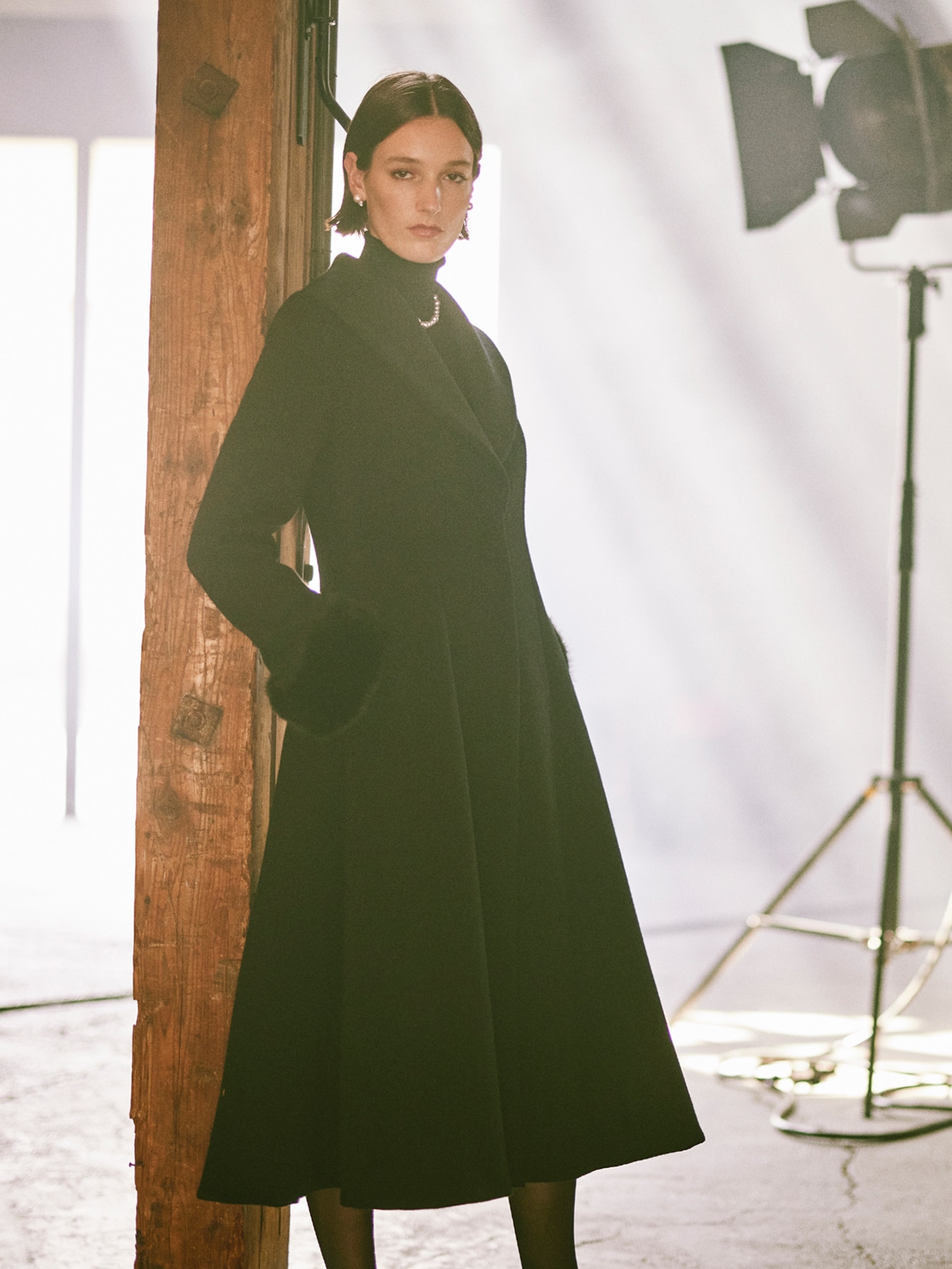 Super170'sエコファーカフスロングコート