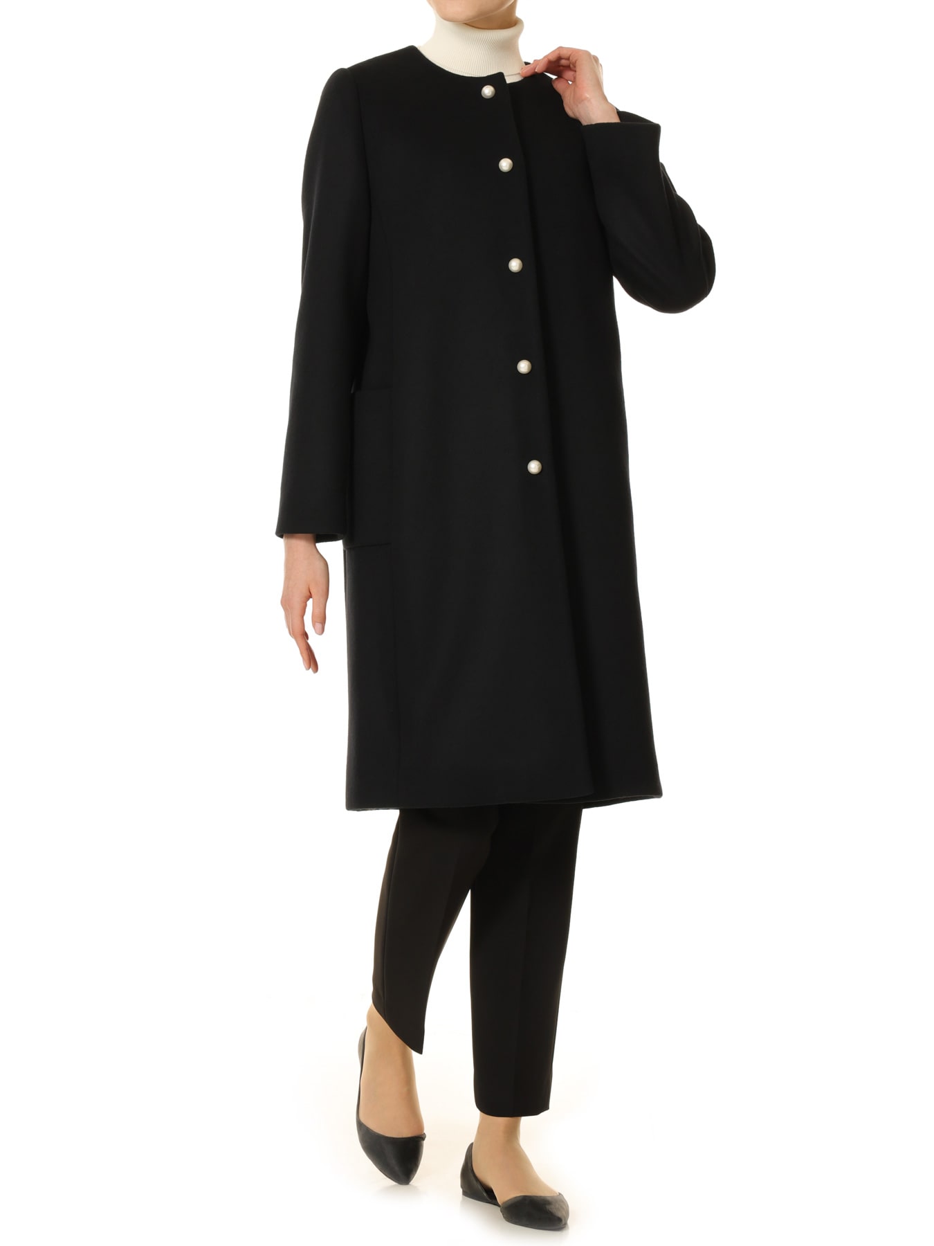 【新品·未使用】 Super170’sパールボタンステンカラーロングコート 新品·未使用】 Super170'sパールボタンステンカラーロングコート