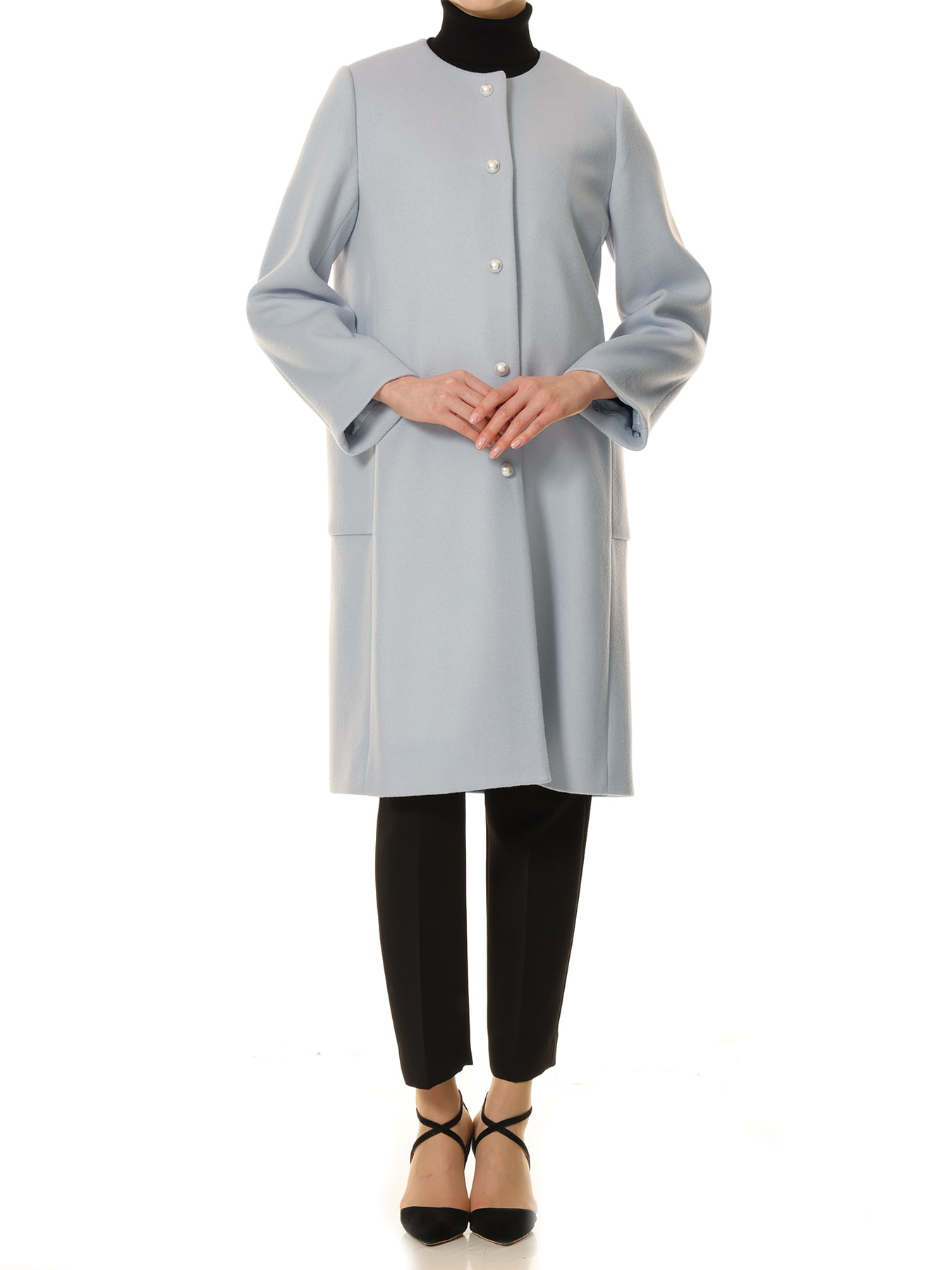 Super170'sパールボタンノーカラーコート