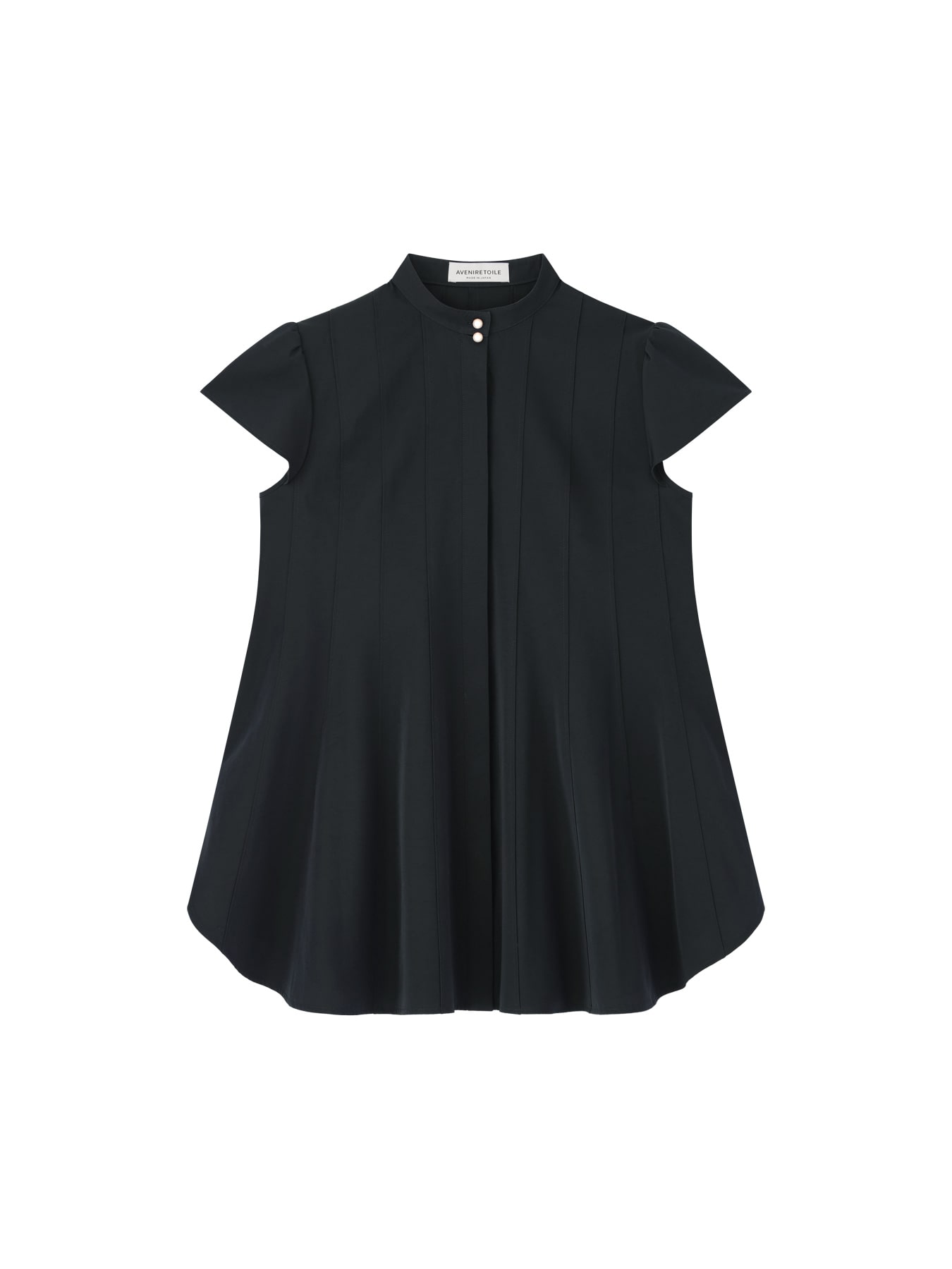 ピンタックデザインキャップスリーブブラウス