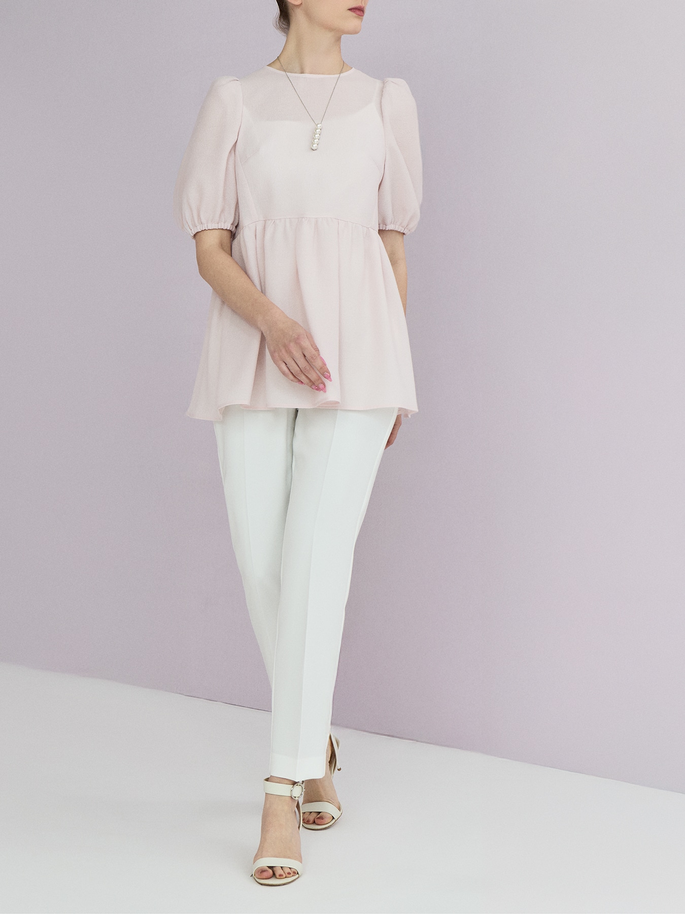 ジャガードタックペプラムブラウス