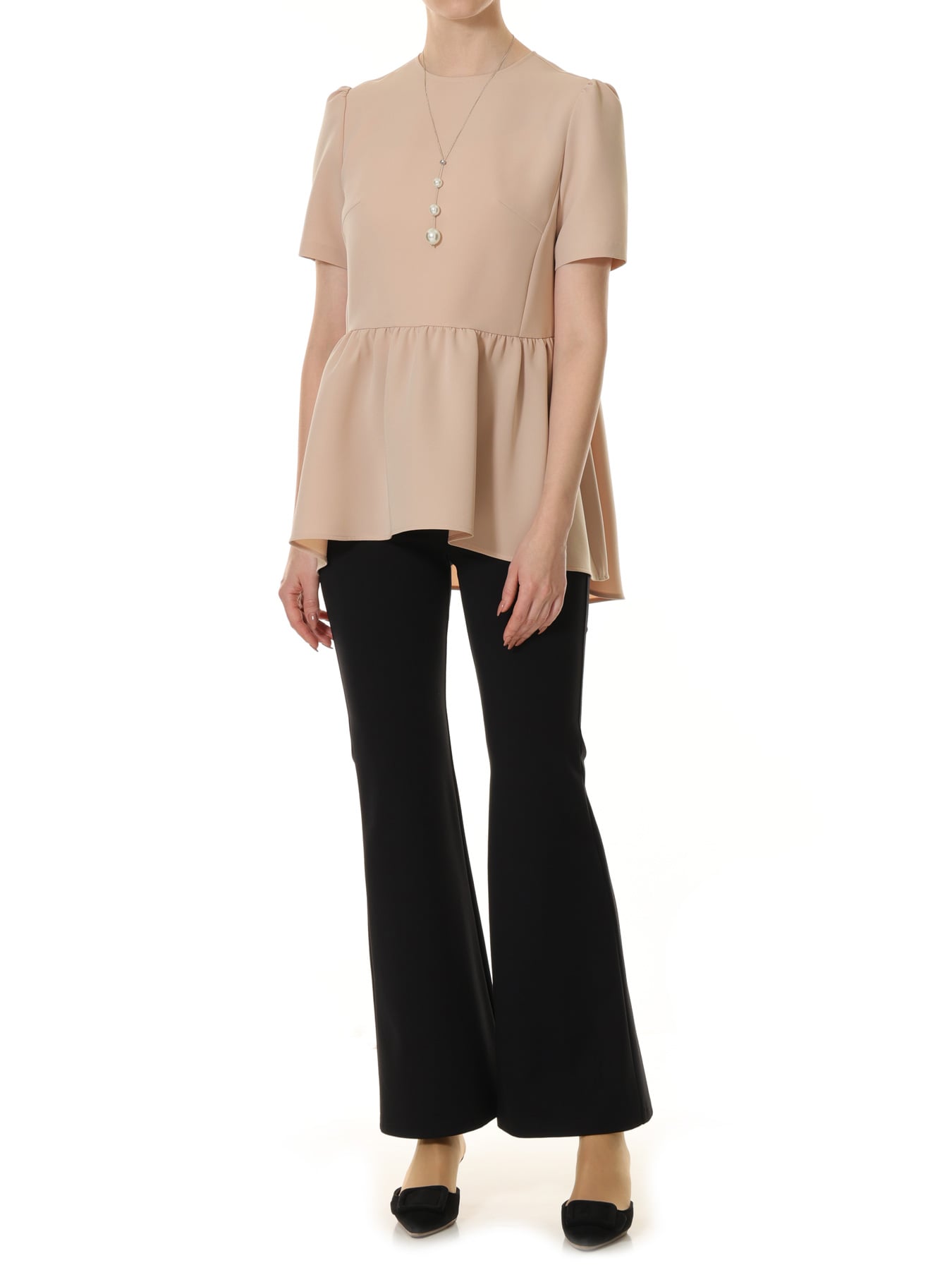 ダブルクロスギャザー切替ブラウス