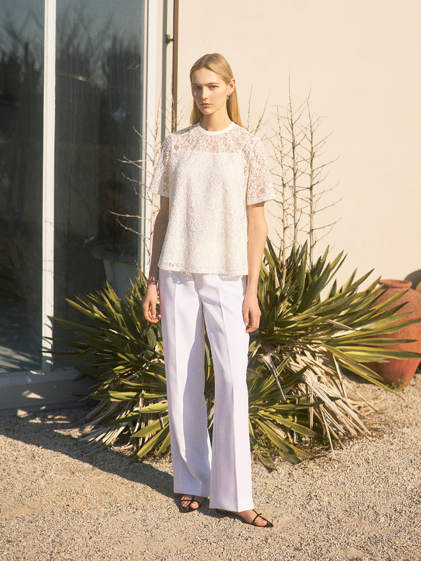 ダブルクロスセンタープレスワイドパンツ