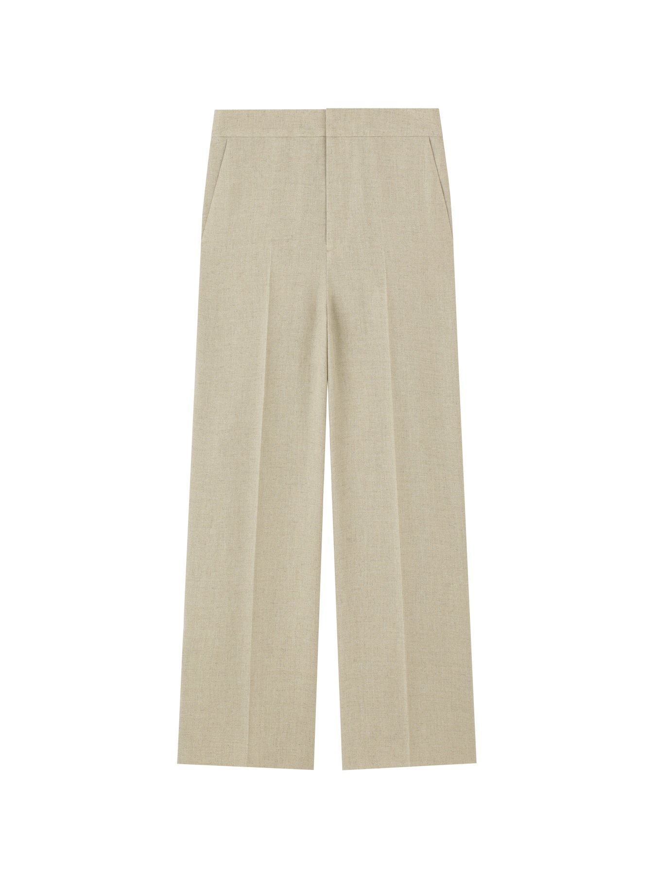 リネンライクセンタープレスワイドパンツ