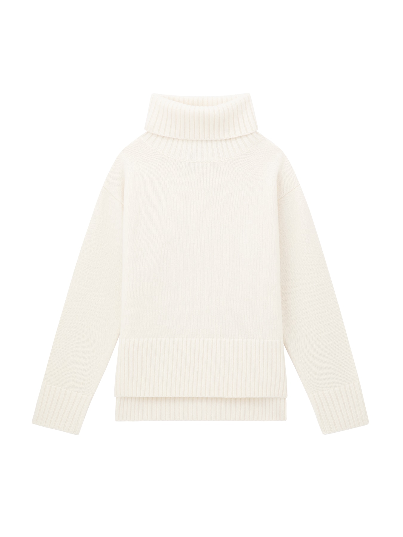 ウールカシミヤ裾スリットタートルネックニット