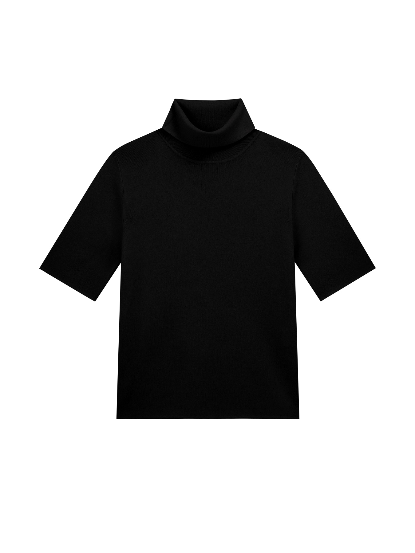 タートルネック半袖ニットプルオーバー BLACK 32