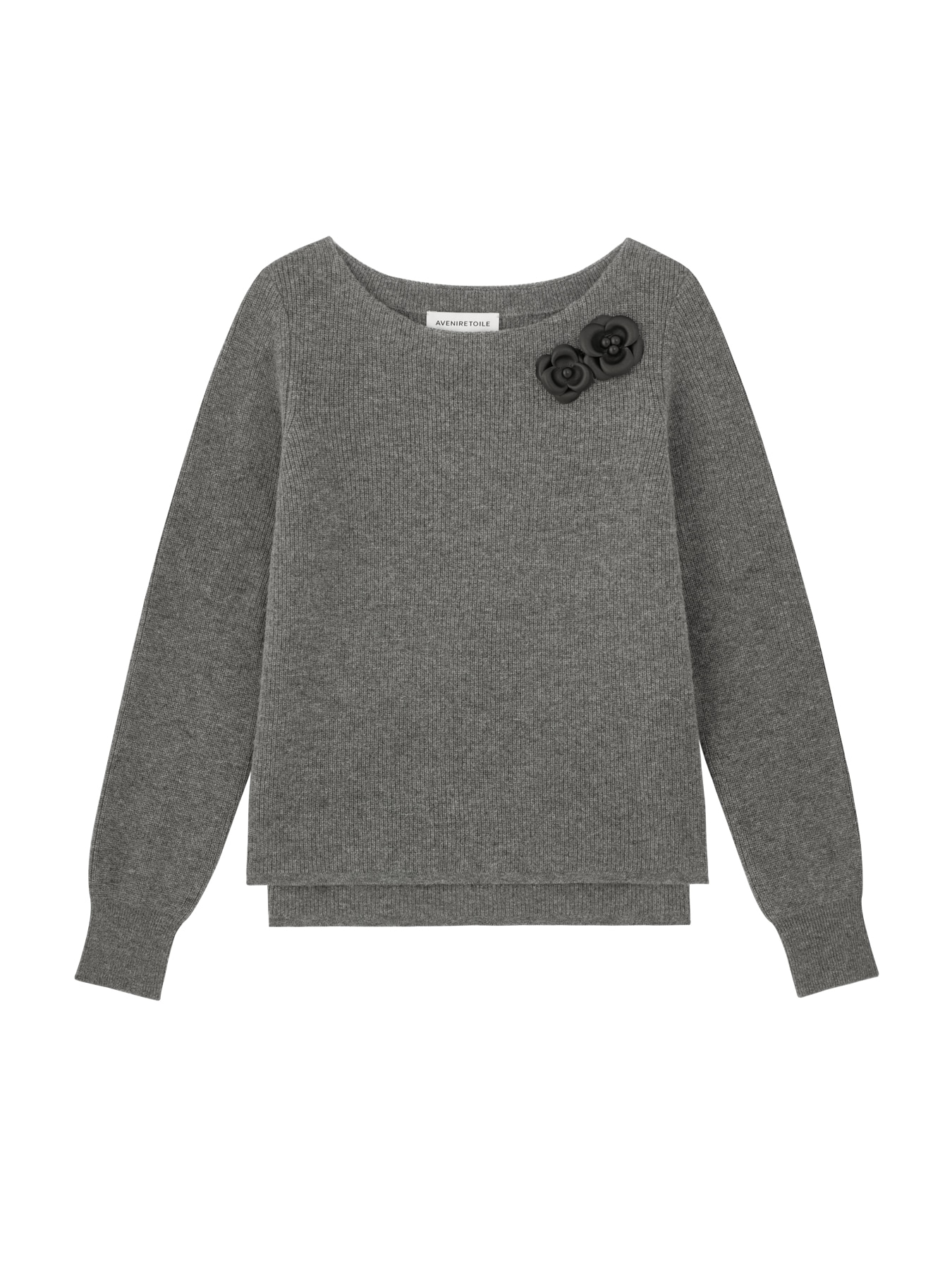 ウールカシミヤフラワーモチーフニット