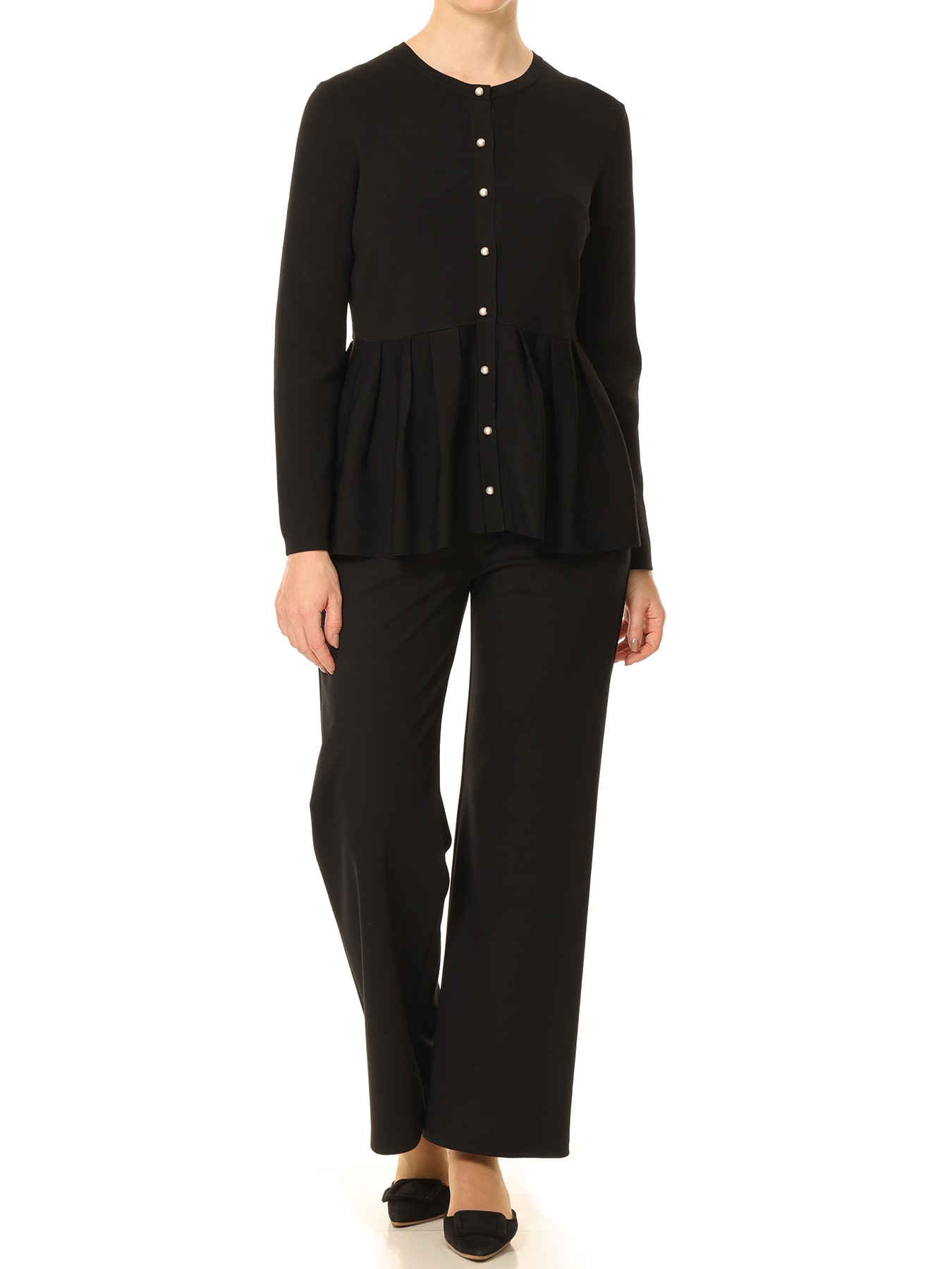 タックペプラムニットカーディガン