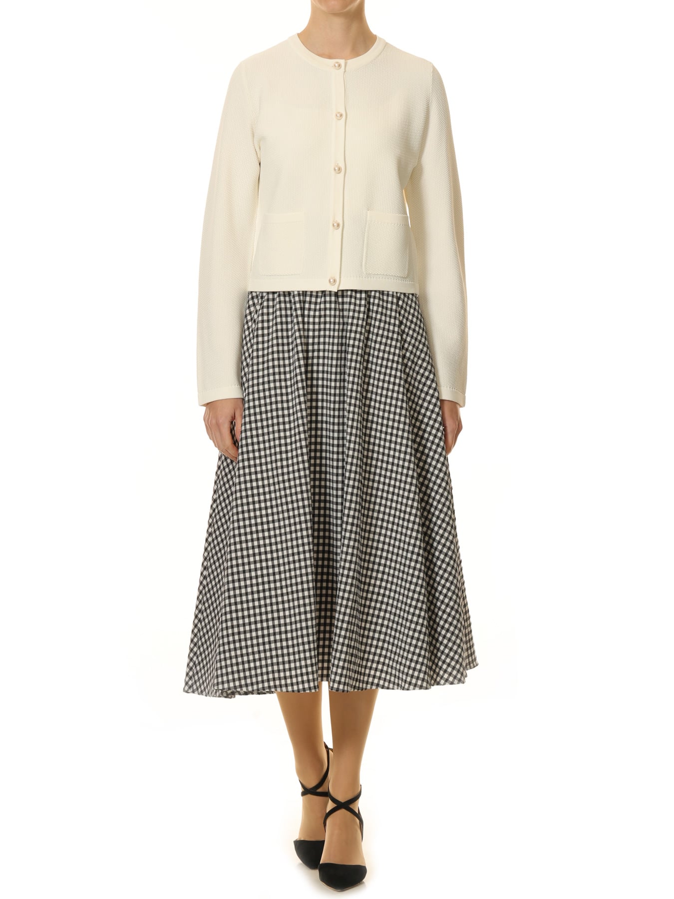 パールボタンポケットニットカーディガン