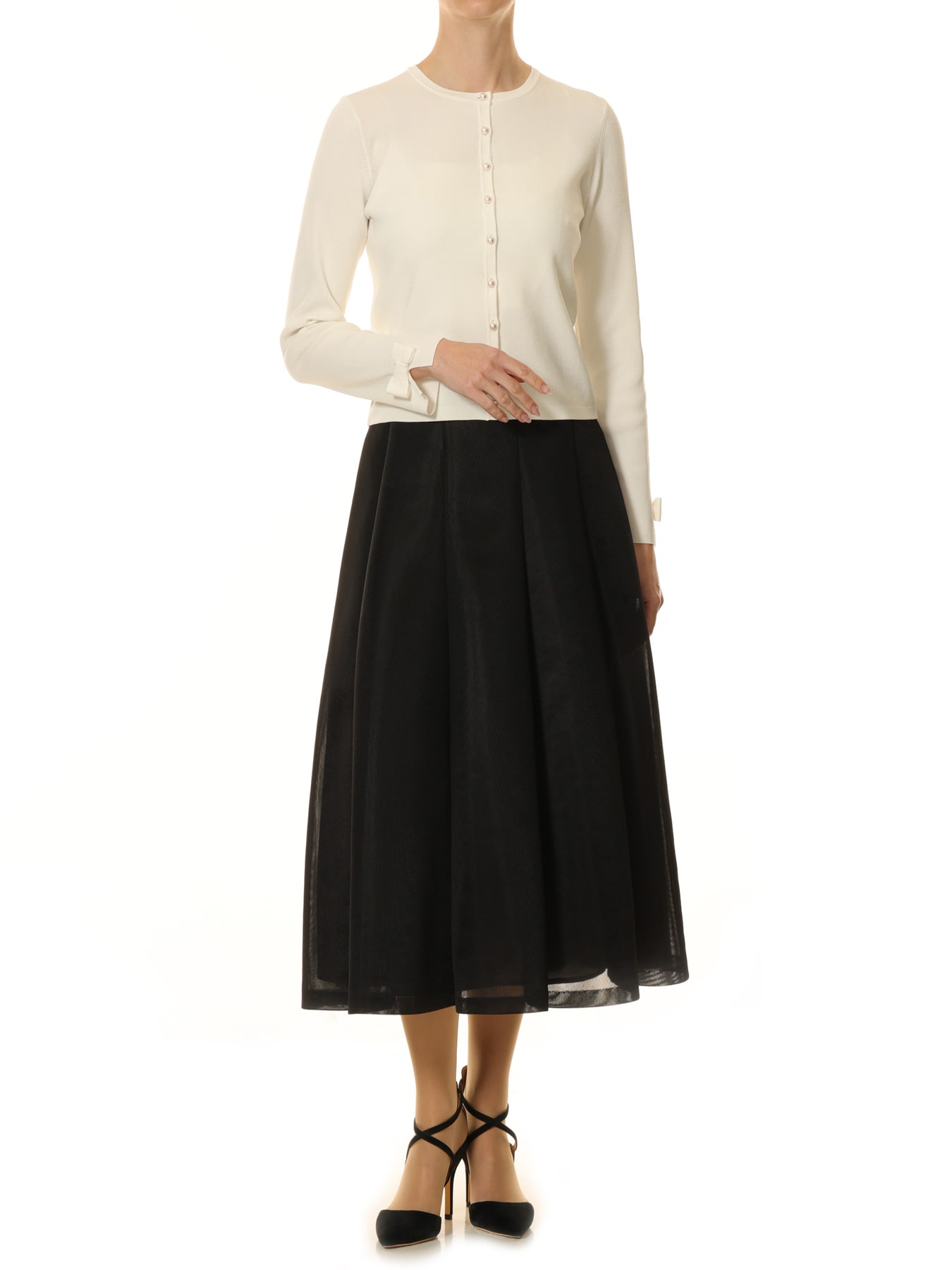 シアー切替フレアスカート