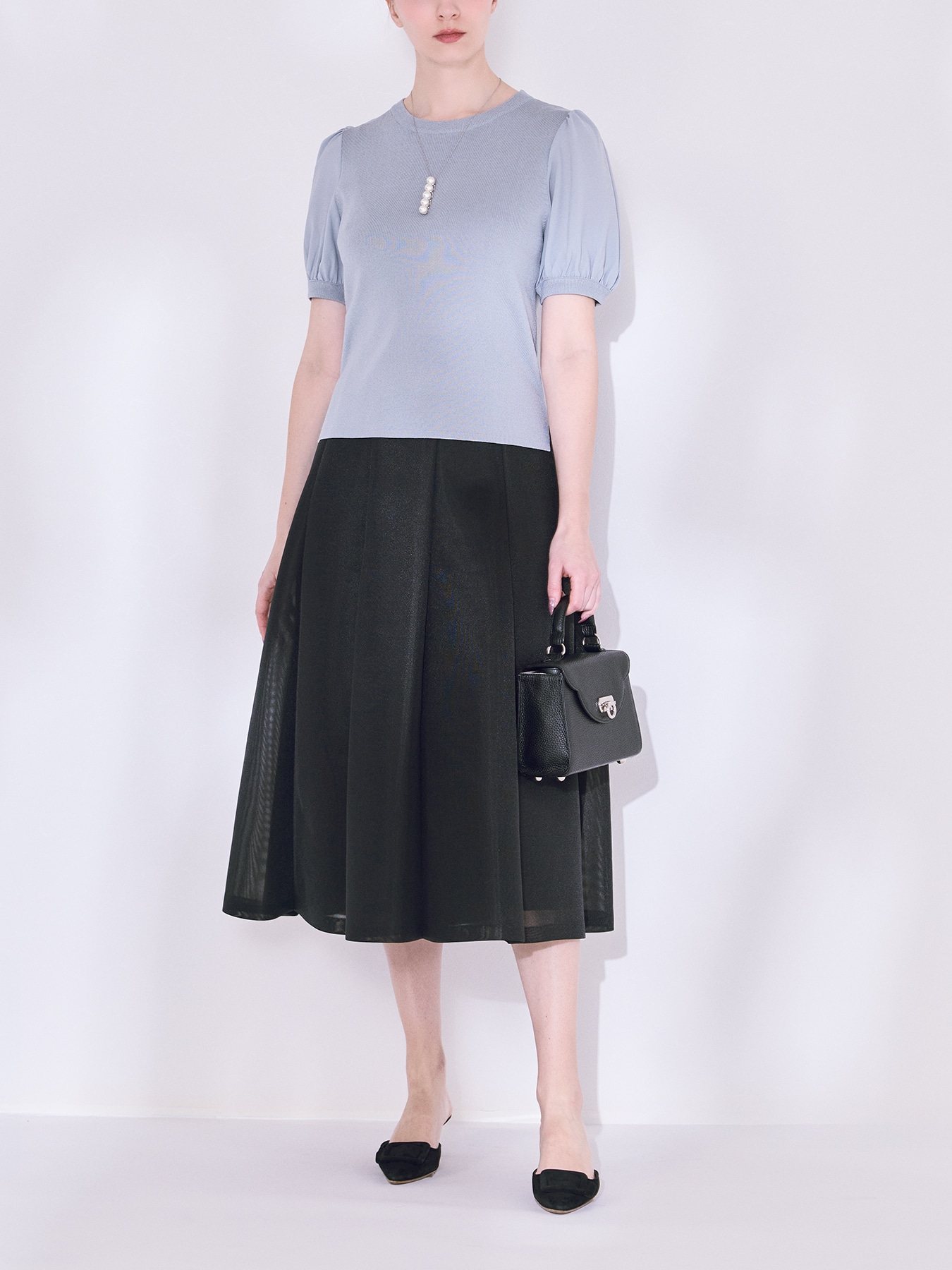 シフォンスリーブニットプルオーバー