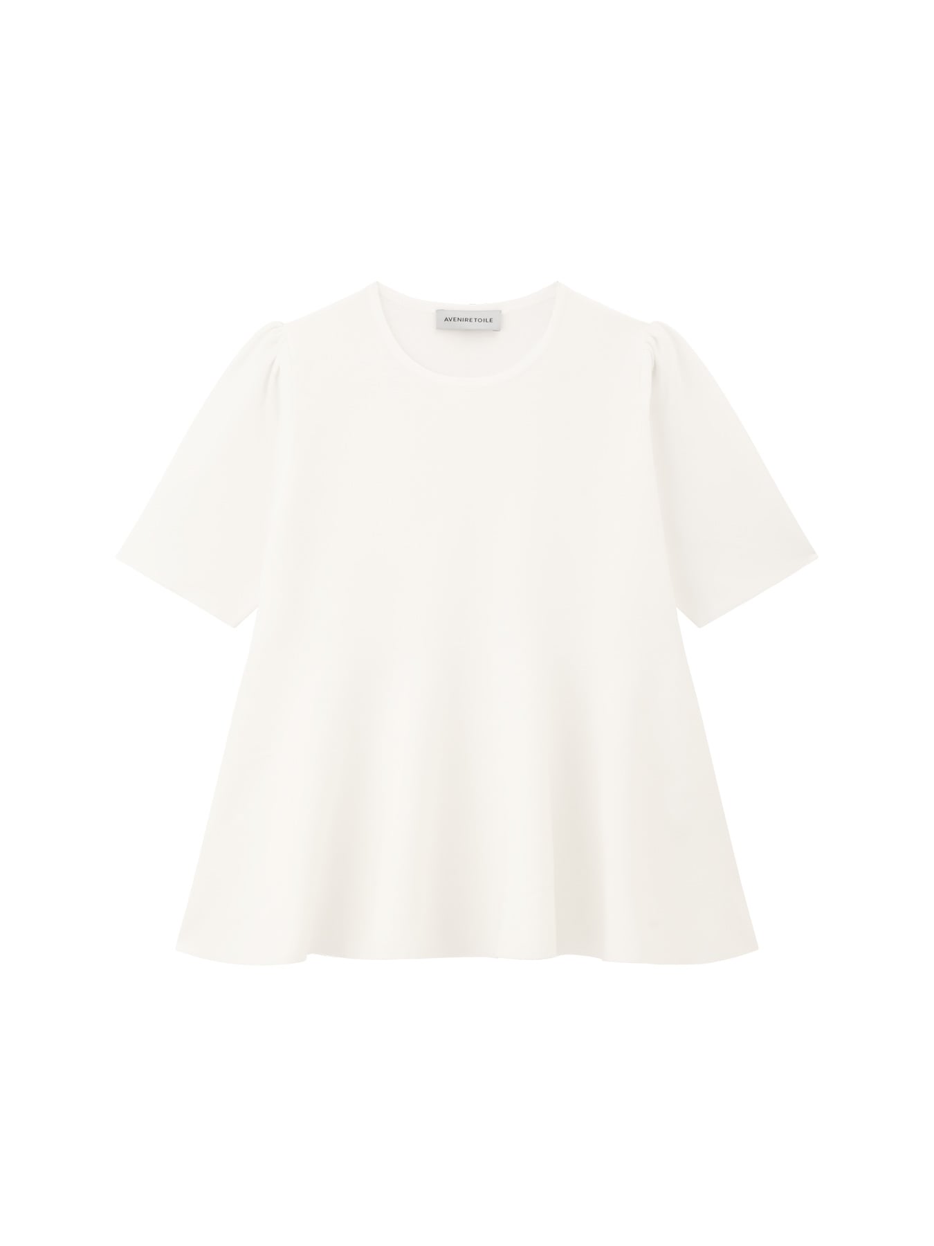 パフスリーブペプラムニットプルオーバー