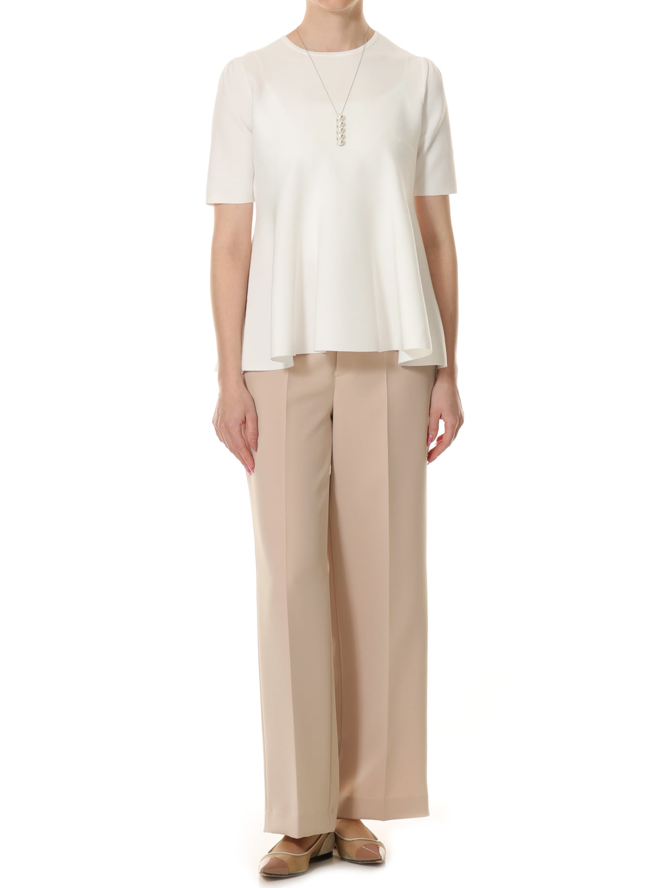 パフスリーブペプラムニットプルオーバー