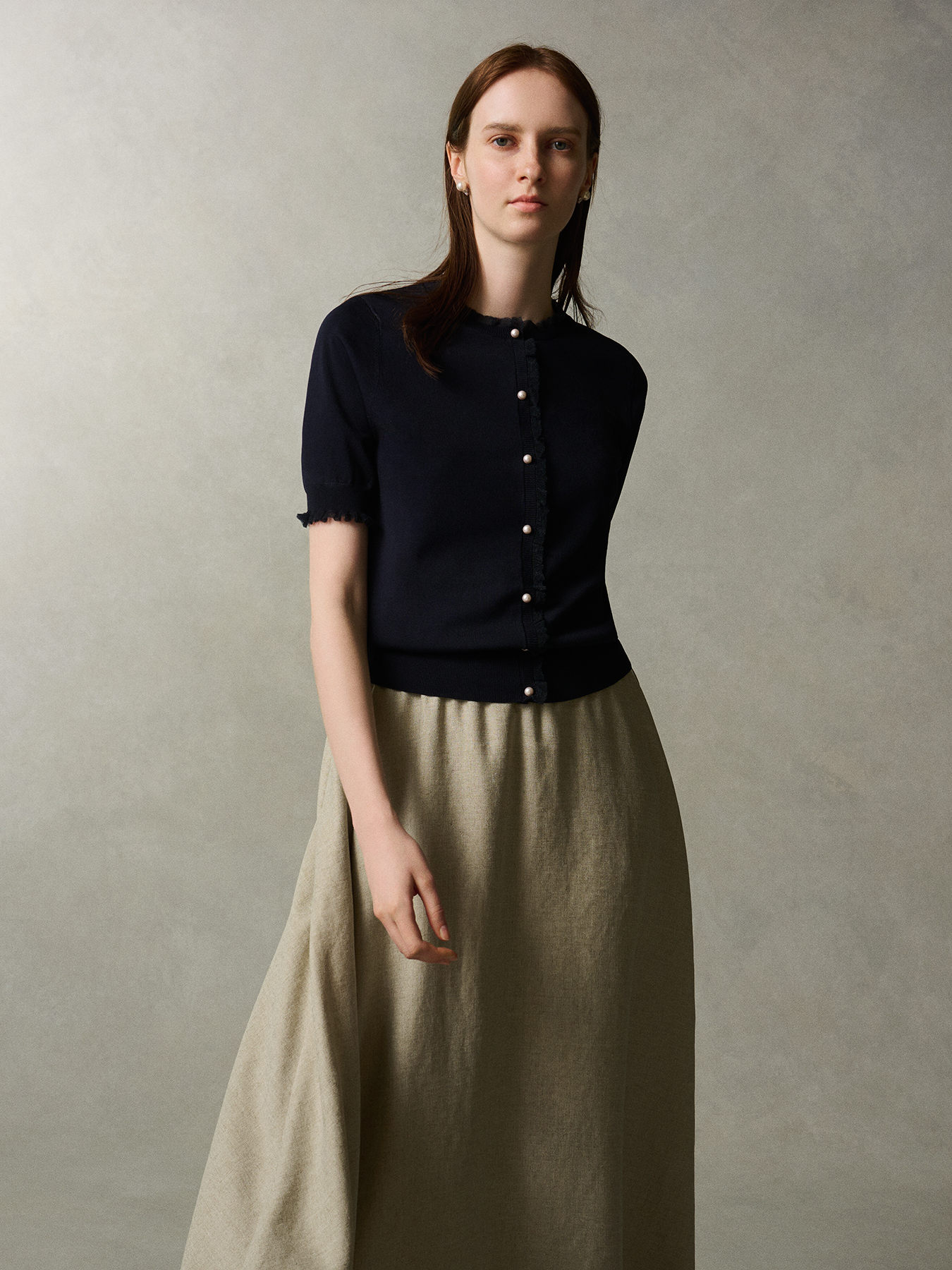 リネンライクフレアスカート