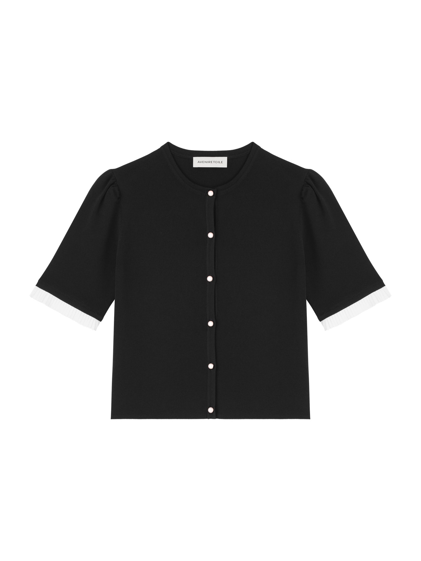 袖口プリーツニットカーディガン