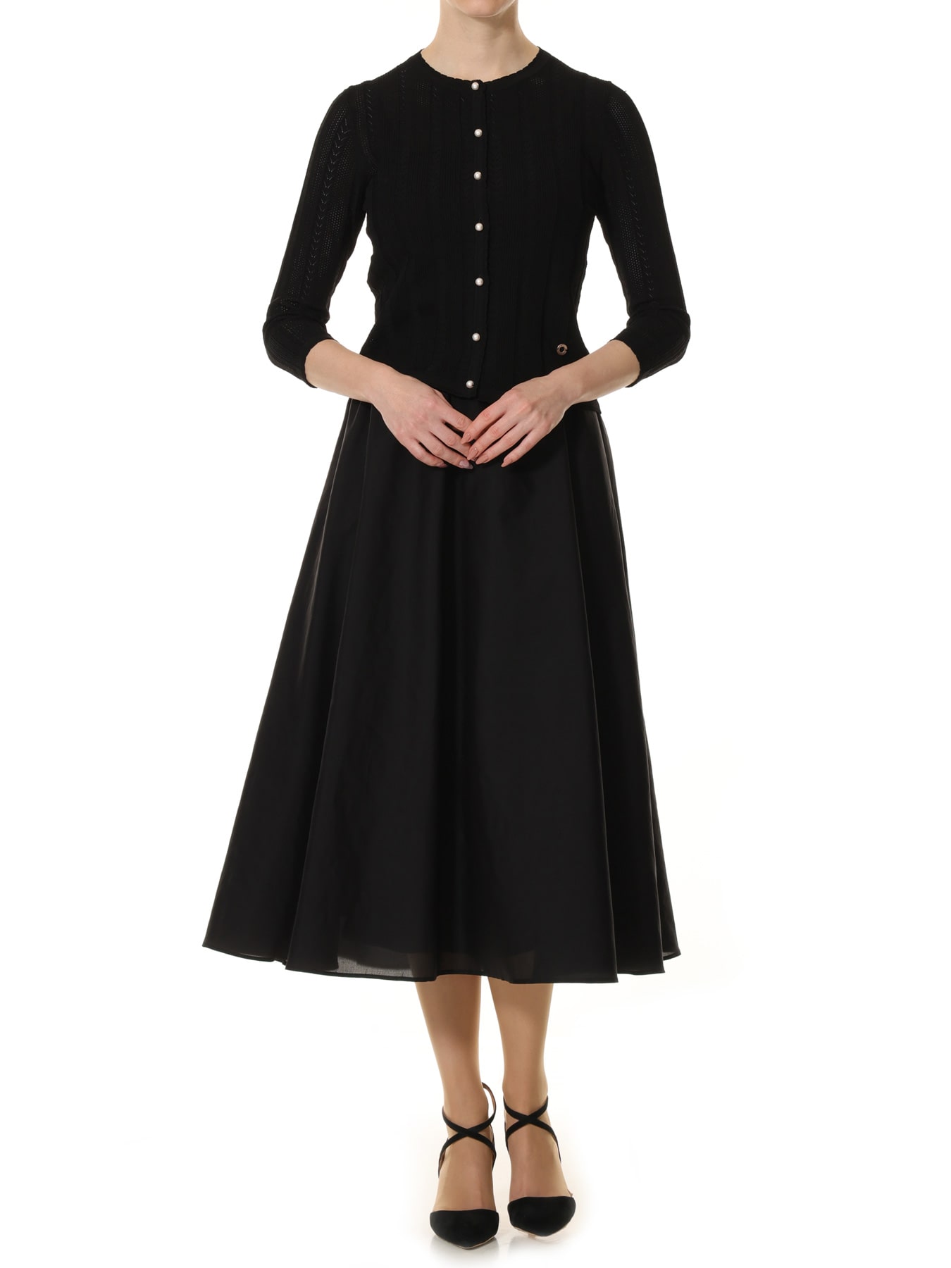 透かし編みニットカーディガン