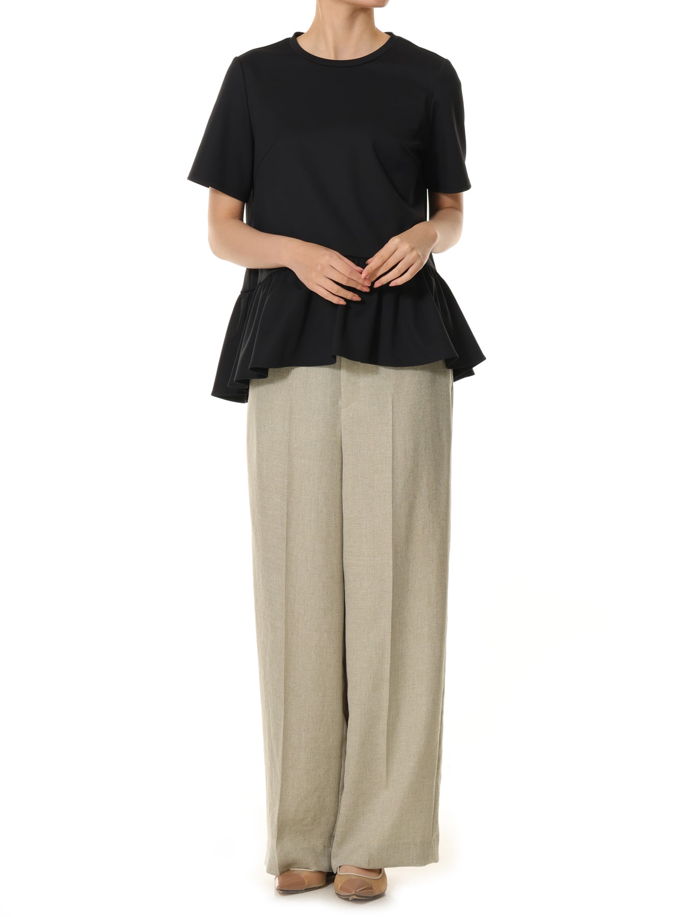 ギャザーペプラムカットソー