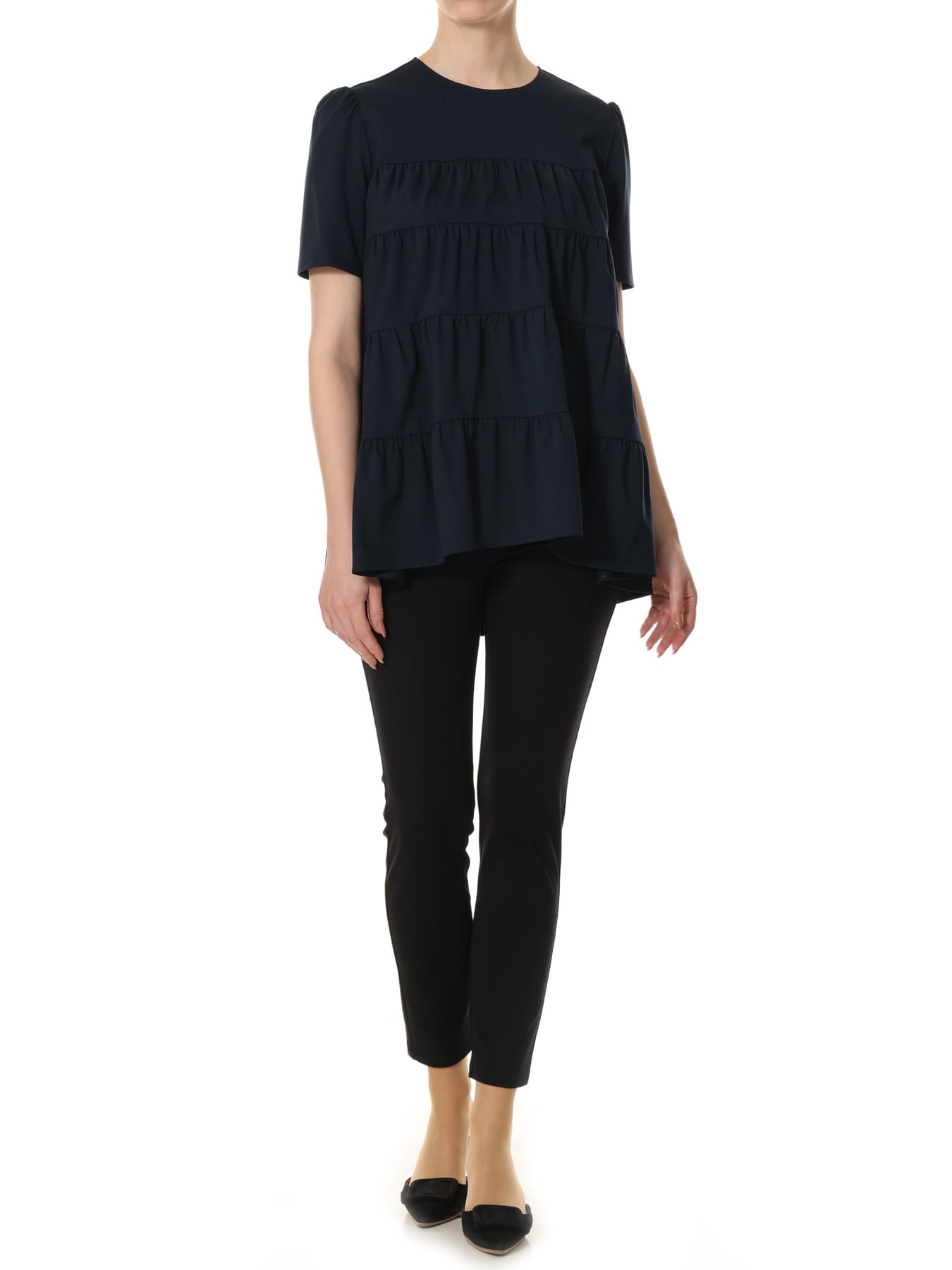 ギャザー切替フレアカットソー