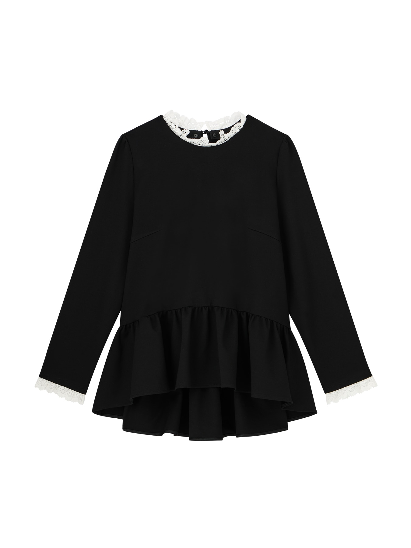 レースフリル付ポンチペプラムカットソー