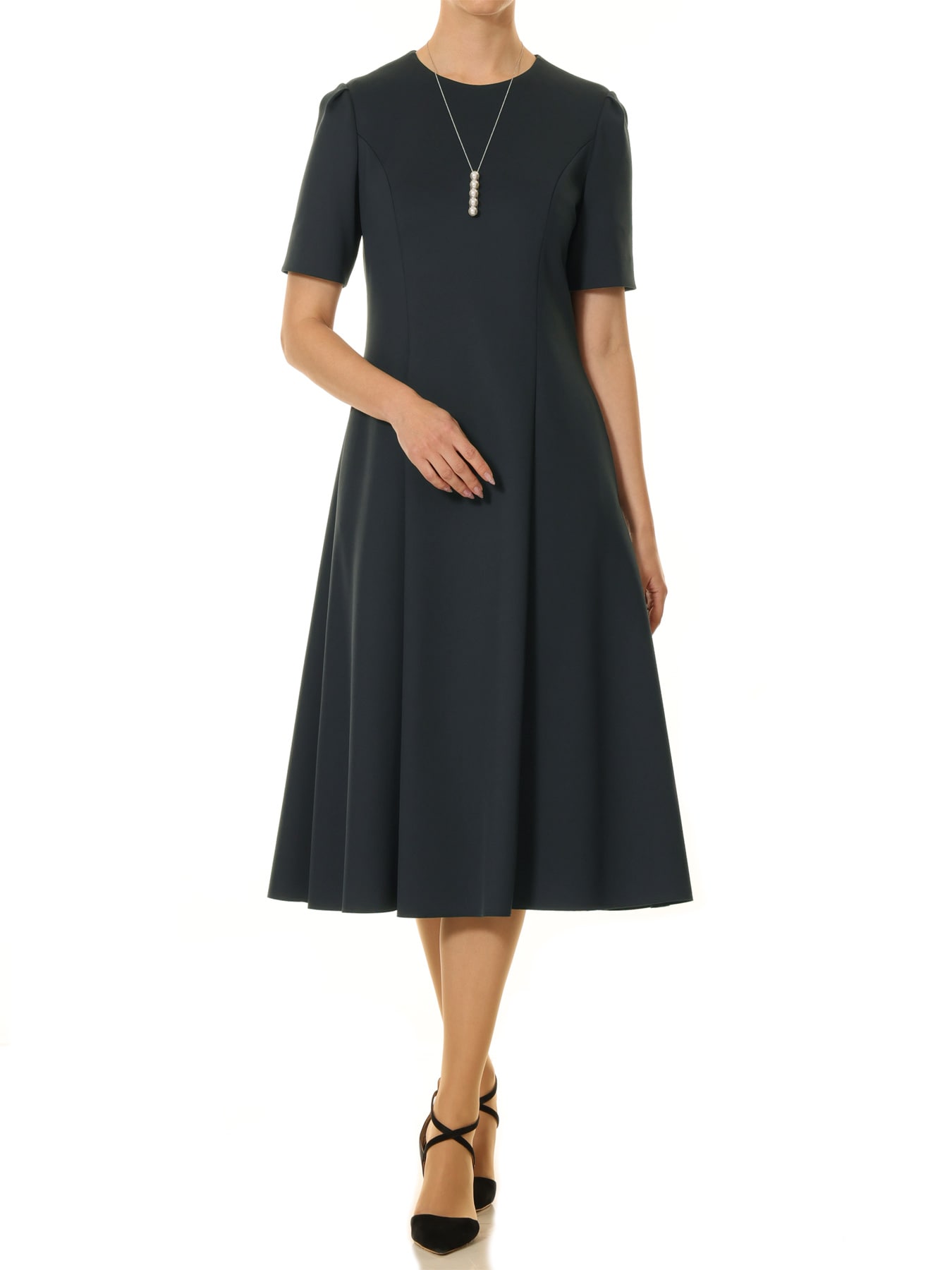 タックショートスリーブ切替デザインワンピース