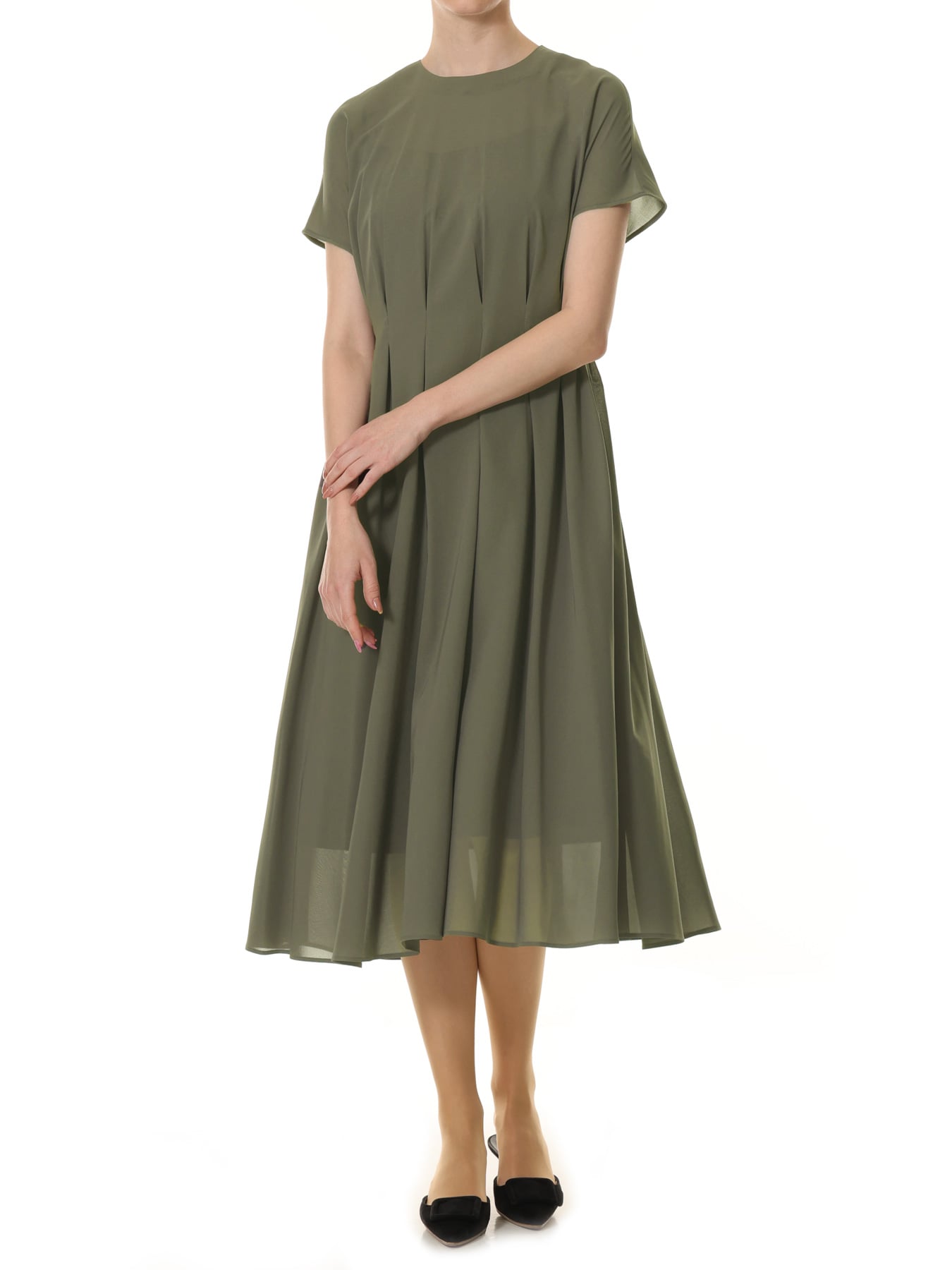 オーガンジータックデザインワンピース