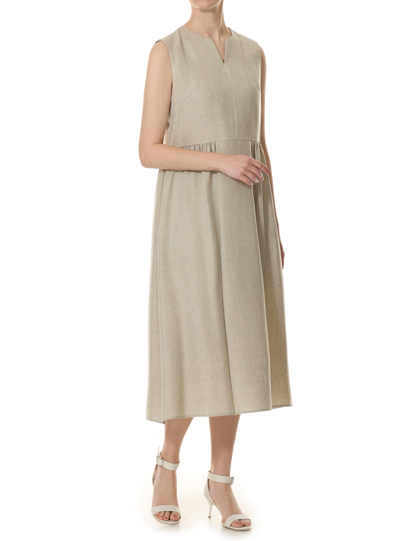 リネンライクキーネックワンピース