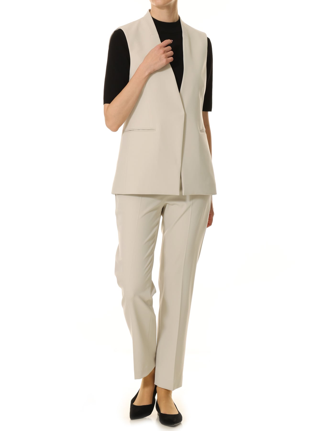 ステファニーダブルクロスノーカラージレ