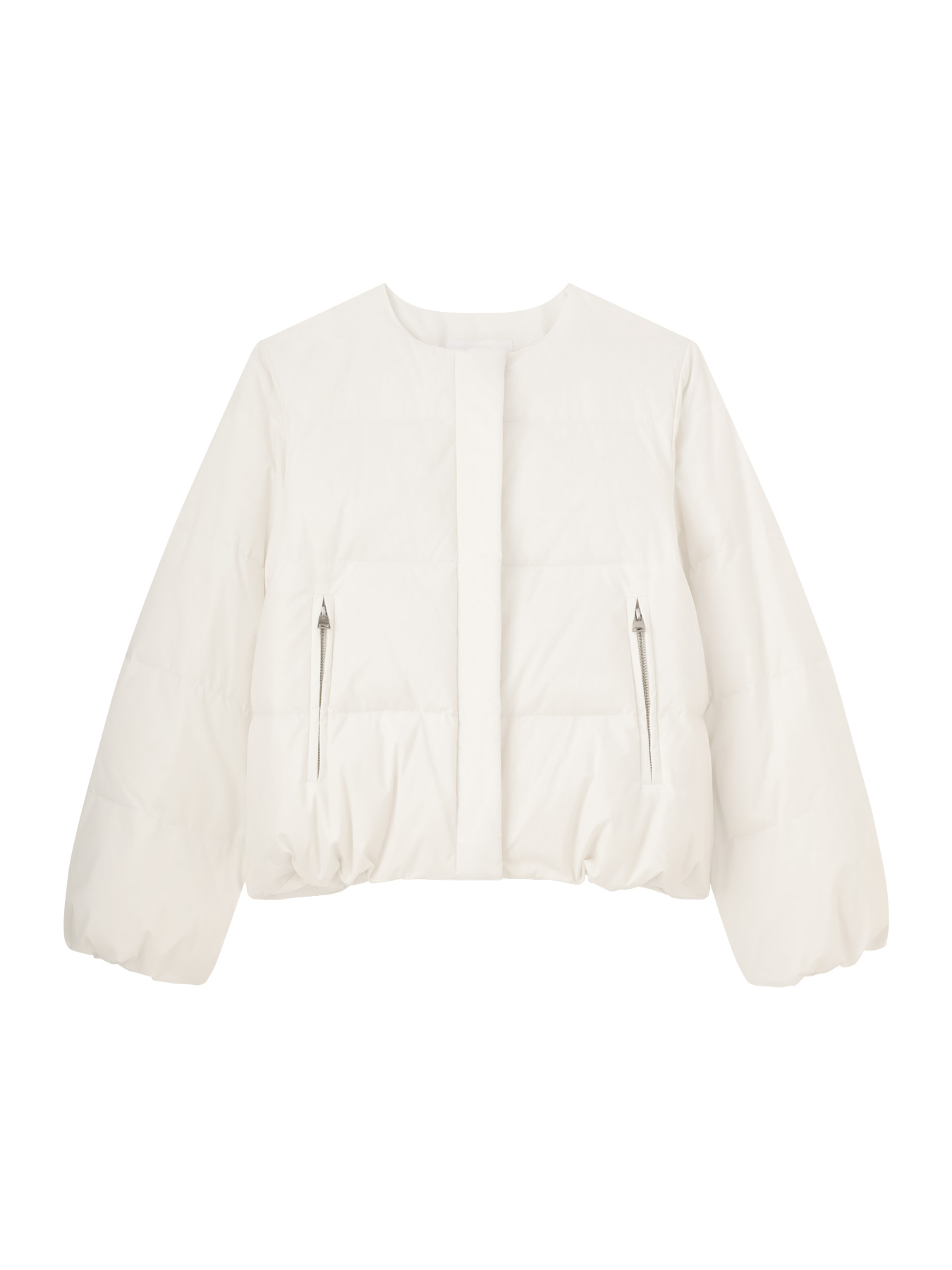 ノーカラーショートダウンコート