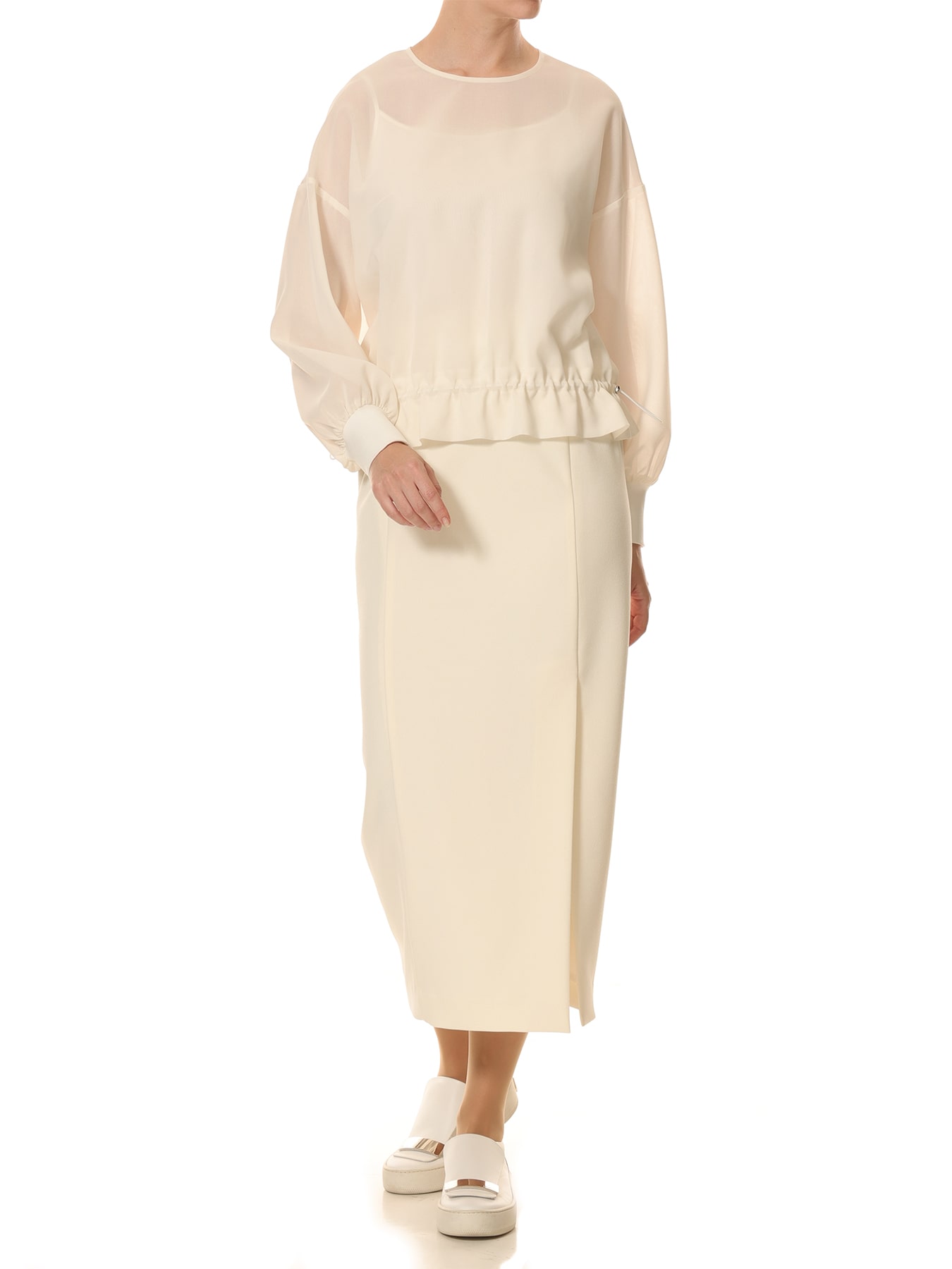 ドローストリングシアーブラウス