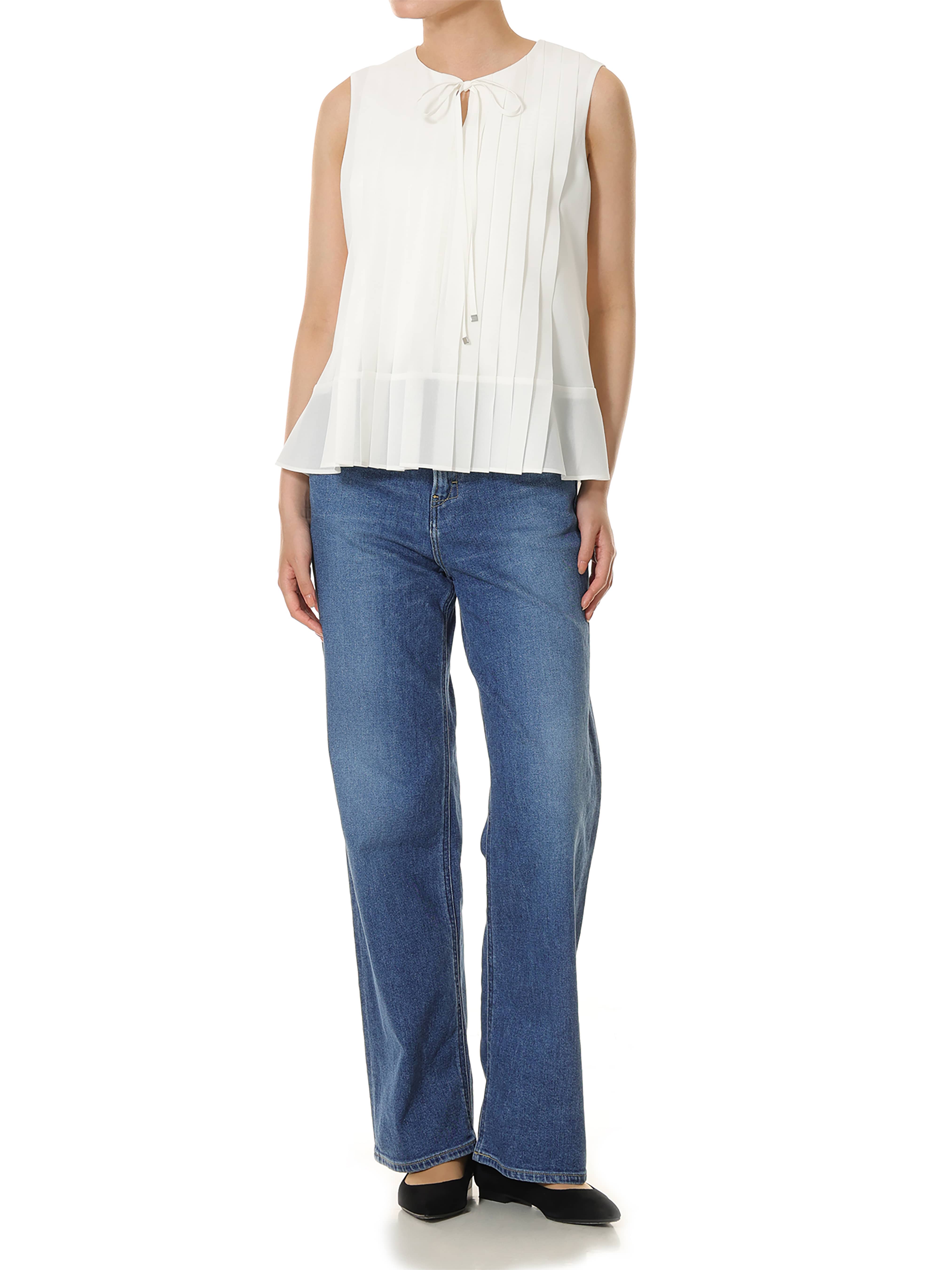 ボイルタックリボンブラウス