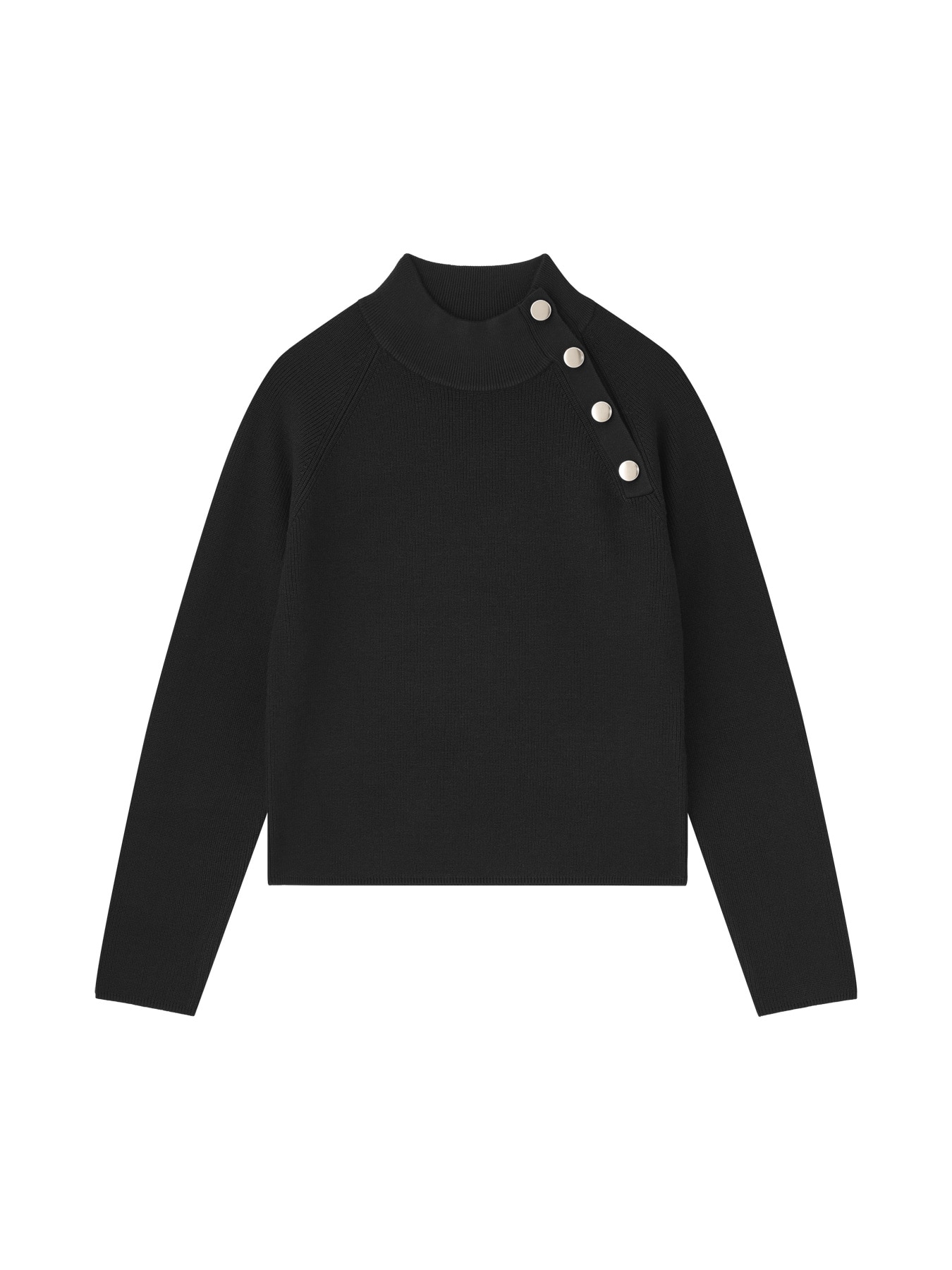 メタルボタンハイネックニットプルオーバー