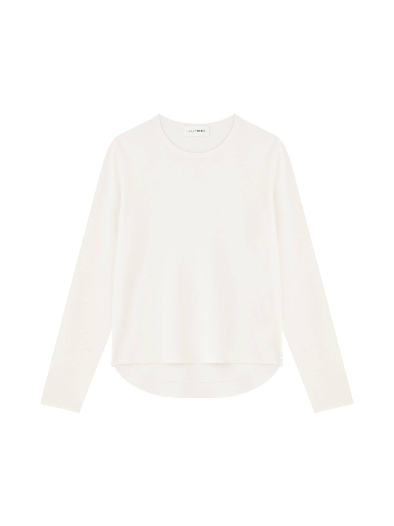 バックラウンドヘム長袖ニットプルオーバー