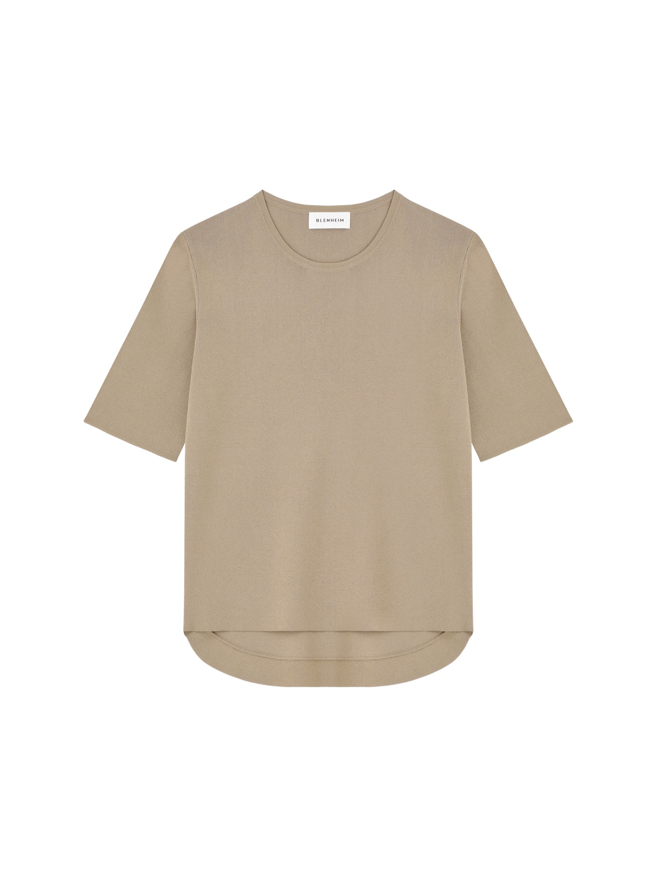 バックラウンドヘム半袖ニットプルオーバー