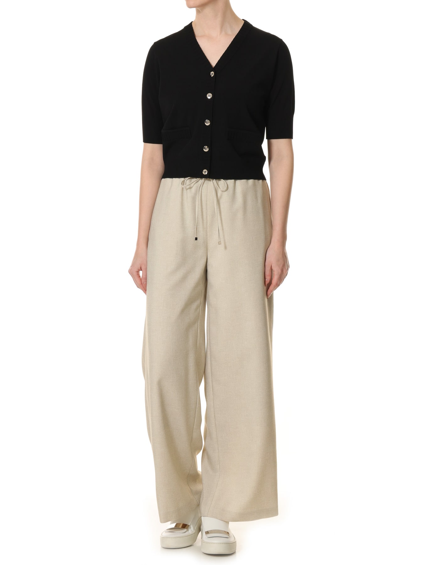 オックスストレッチドローストリングワイドパンツ