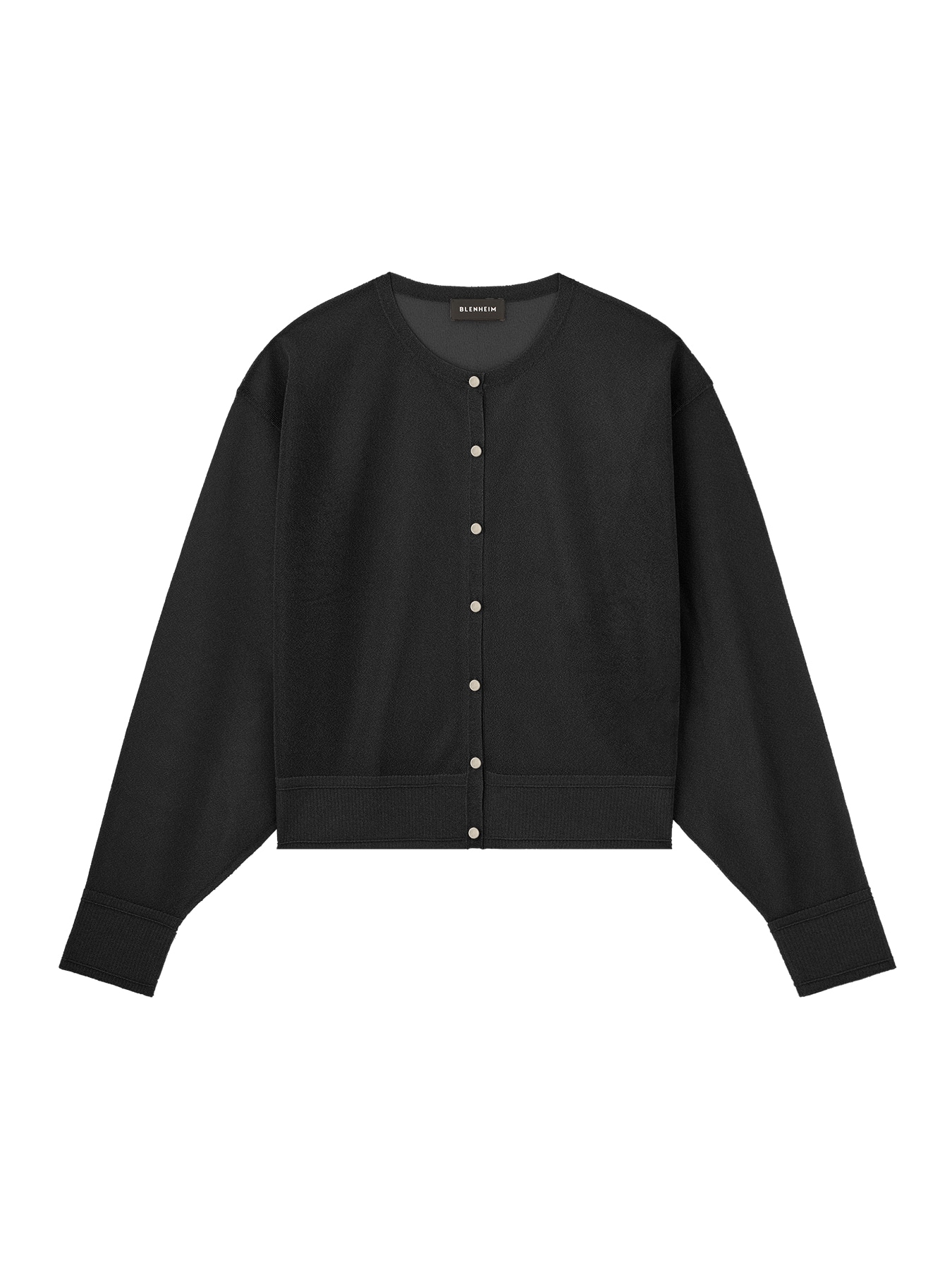 クルーネックドロップショルダーシアーカーディガン