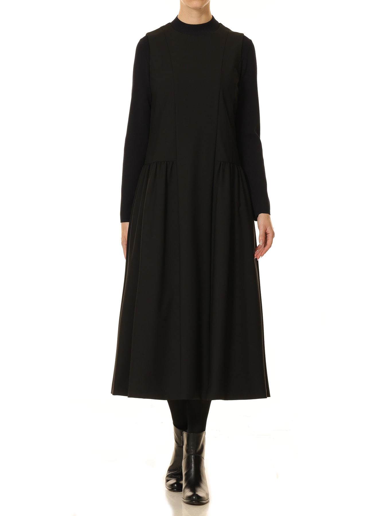 ギャザーデザインノースリーブワンピース