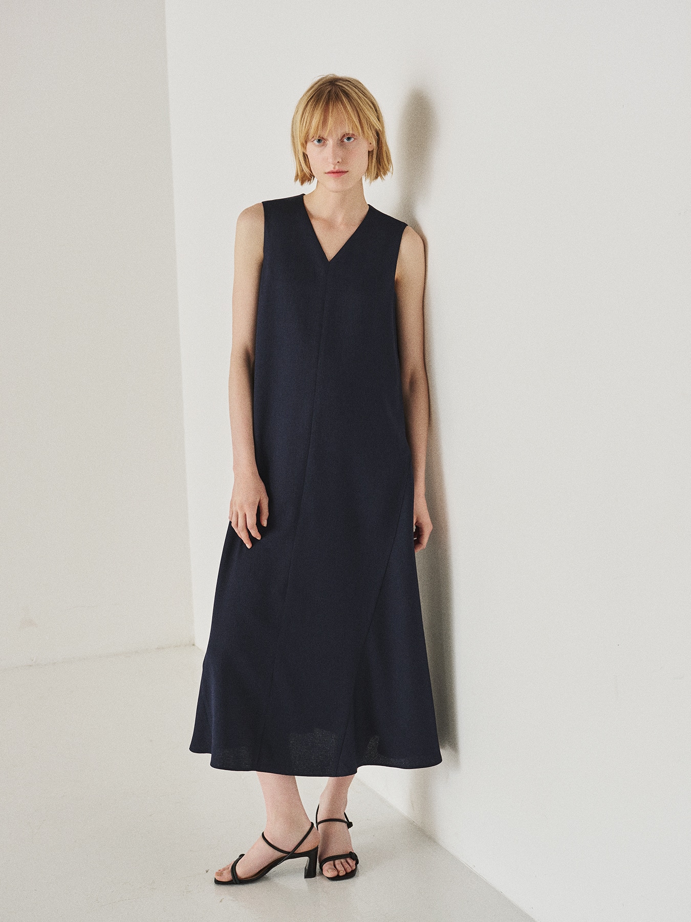 リネンライク切替デザインワンピース